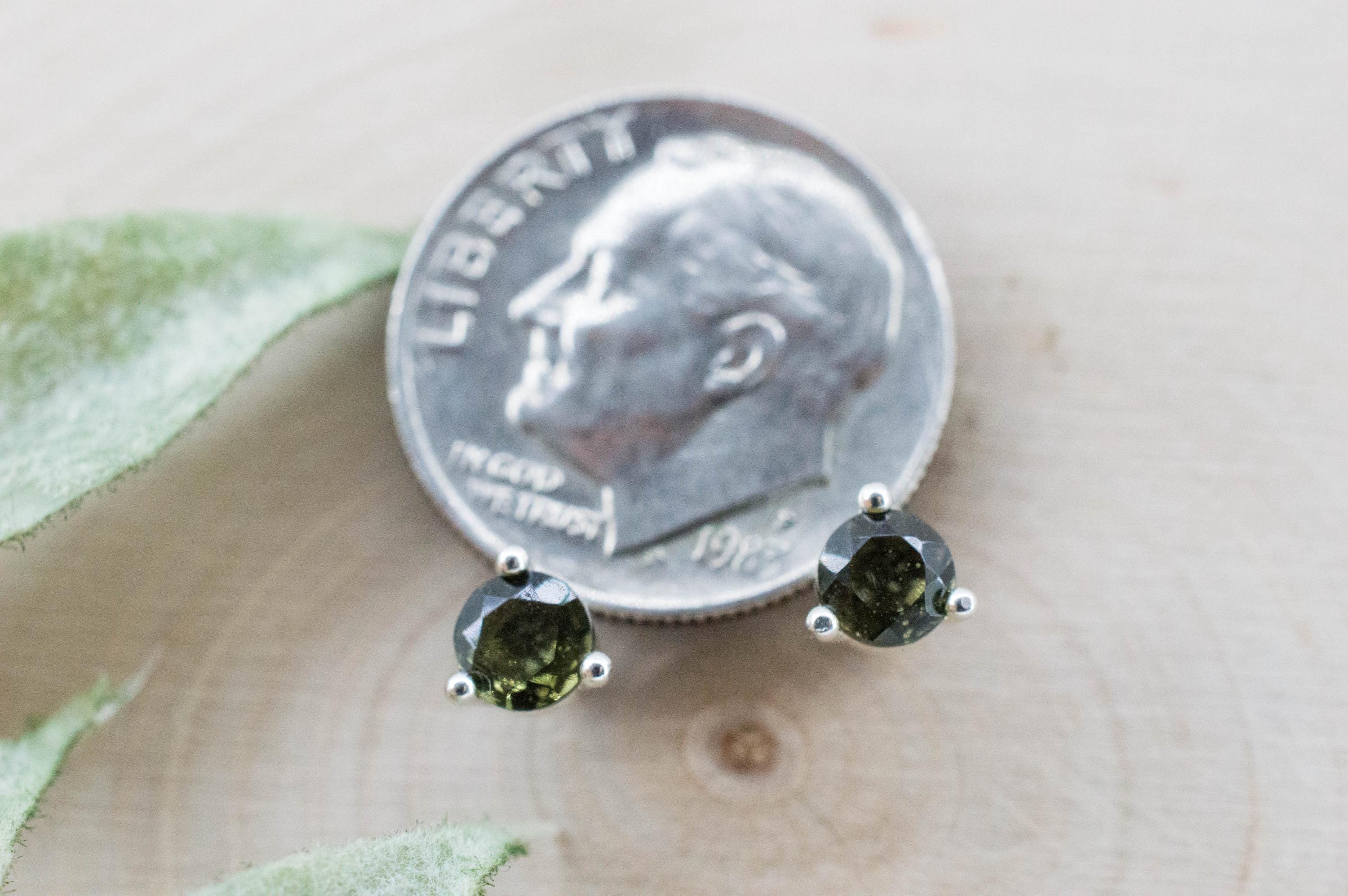 Moldavite Earrings; Natural Untreated Czech Republic Moldavite; 0.455cts - Mark Oliver Gems