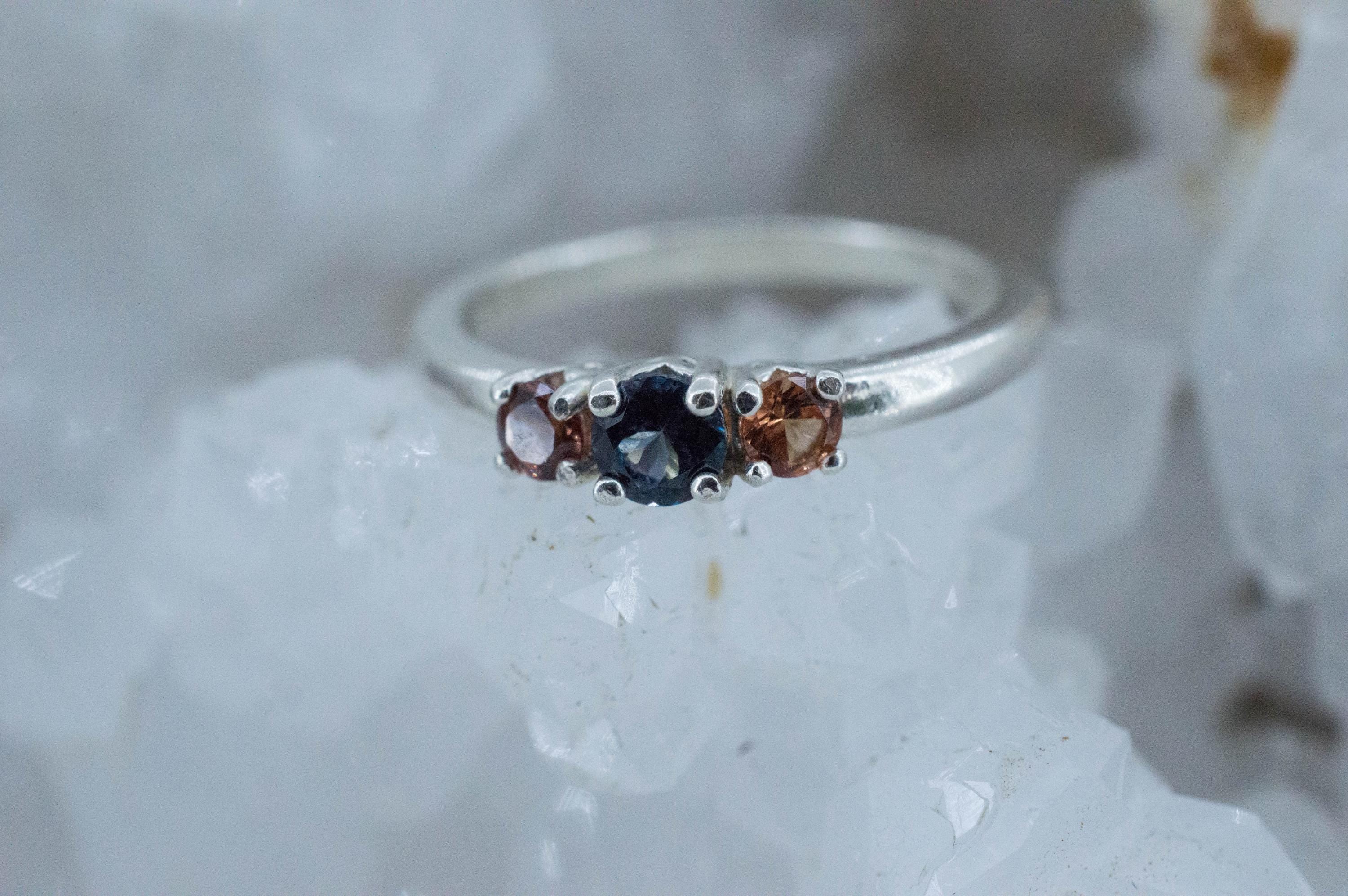 Spinel Ring, Natural Untreated Sri Lanka Blue and Orange Spinel