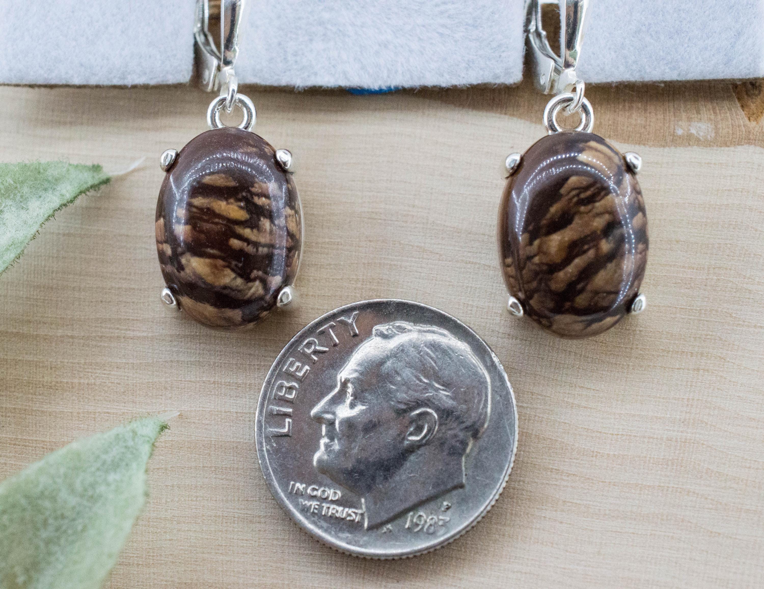 Biggs Jasper Earrings; Natural Untreated Oregon Picture Jasper; 9.980cts