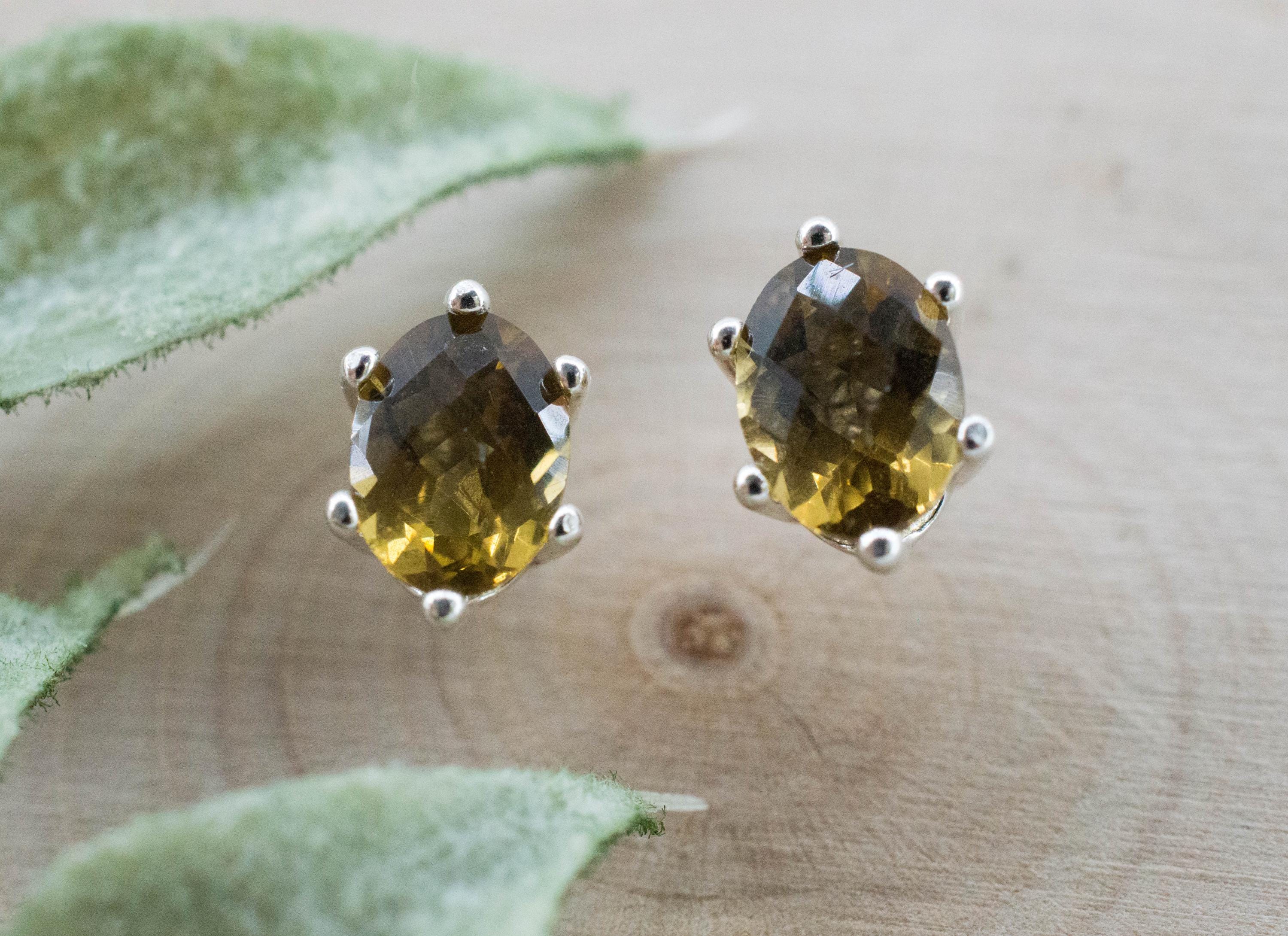 Whiskey Quartz Earrings; Natural Untreated Brazilian Quartz; 1.390cts
