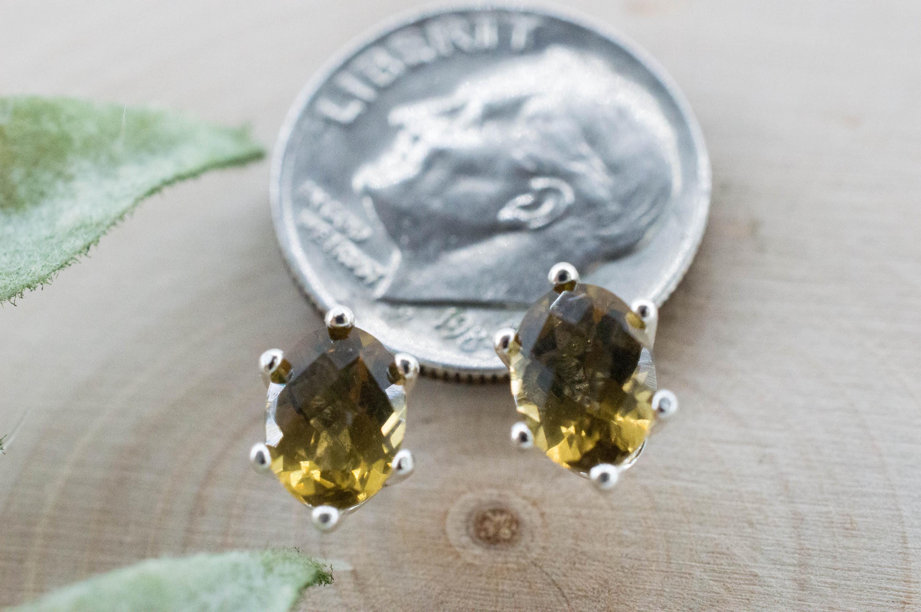 Whiskey Quartz Earrings; Natural Untreated Brazilian Quartz; 1.390cts