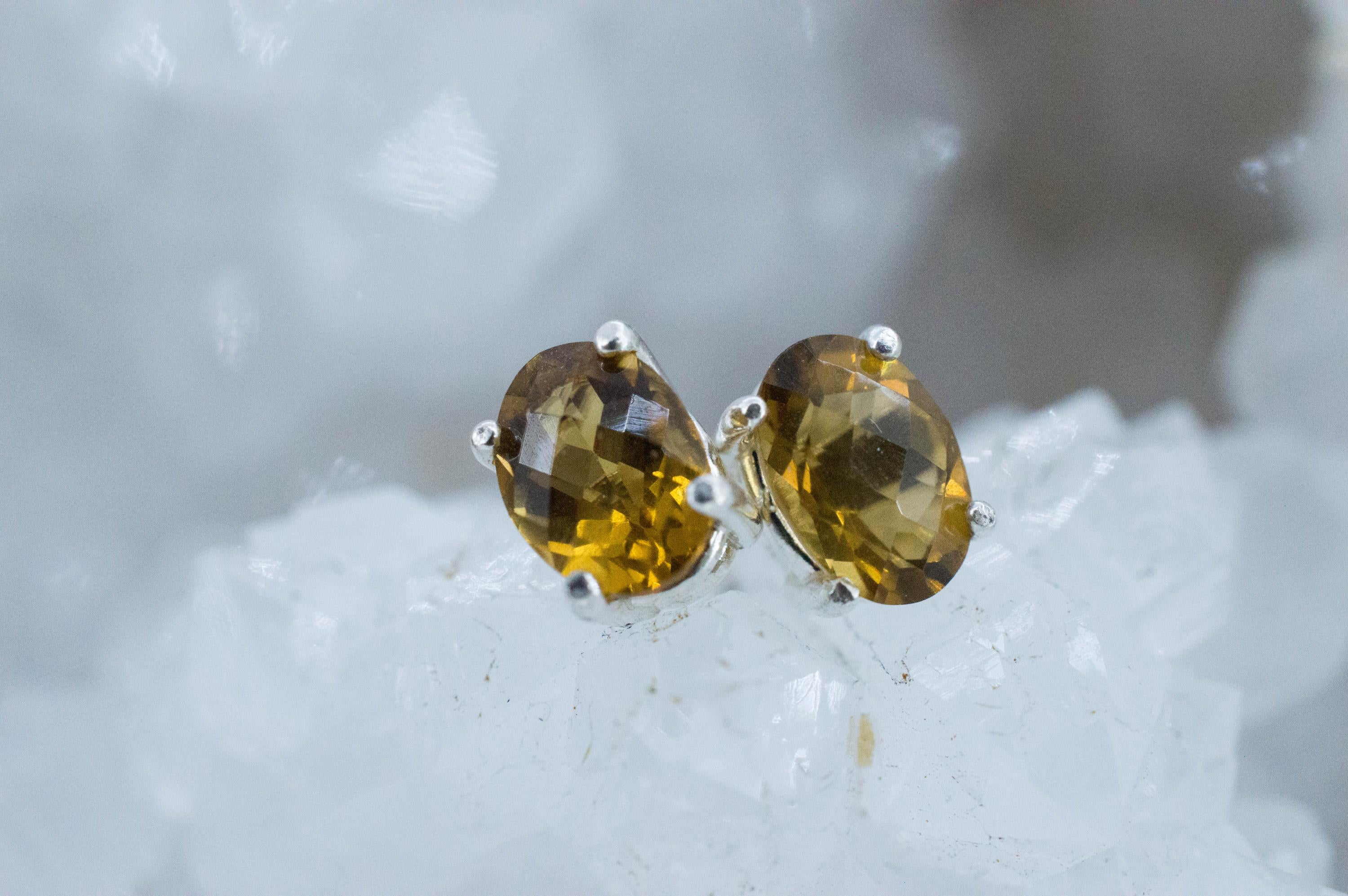 Whiskey Quartz Earrings; Natural Untreated Brazilian Quartz; 1.440cts