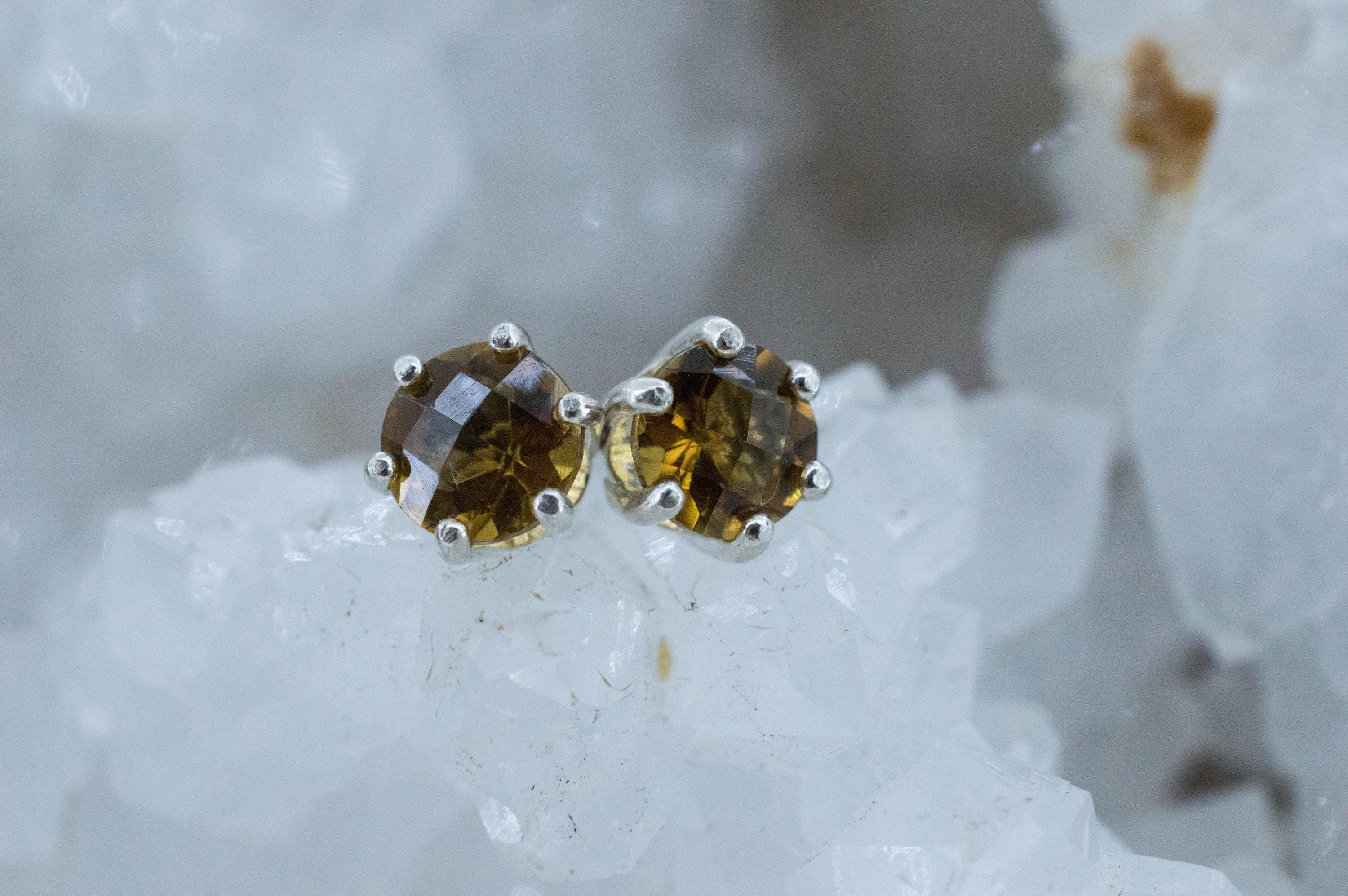 Whiskey Quartz Earrings; Natural Untreated Brazilian Quartz; 1.470cts