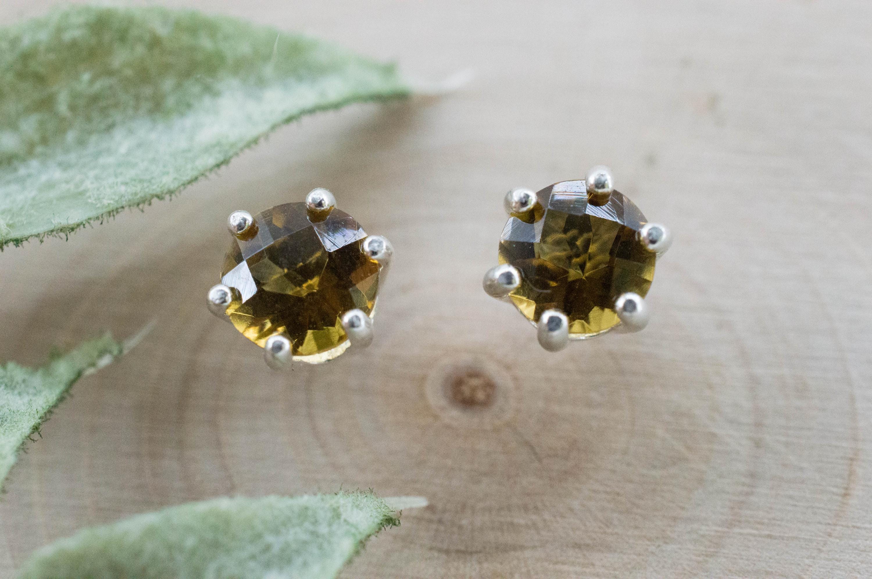 Whiskey Quartz Earrings; Natural Untreated Brazilian Quartz; 1.470cts