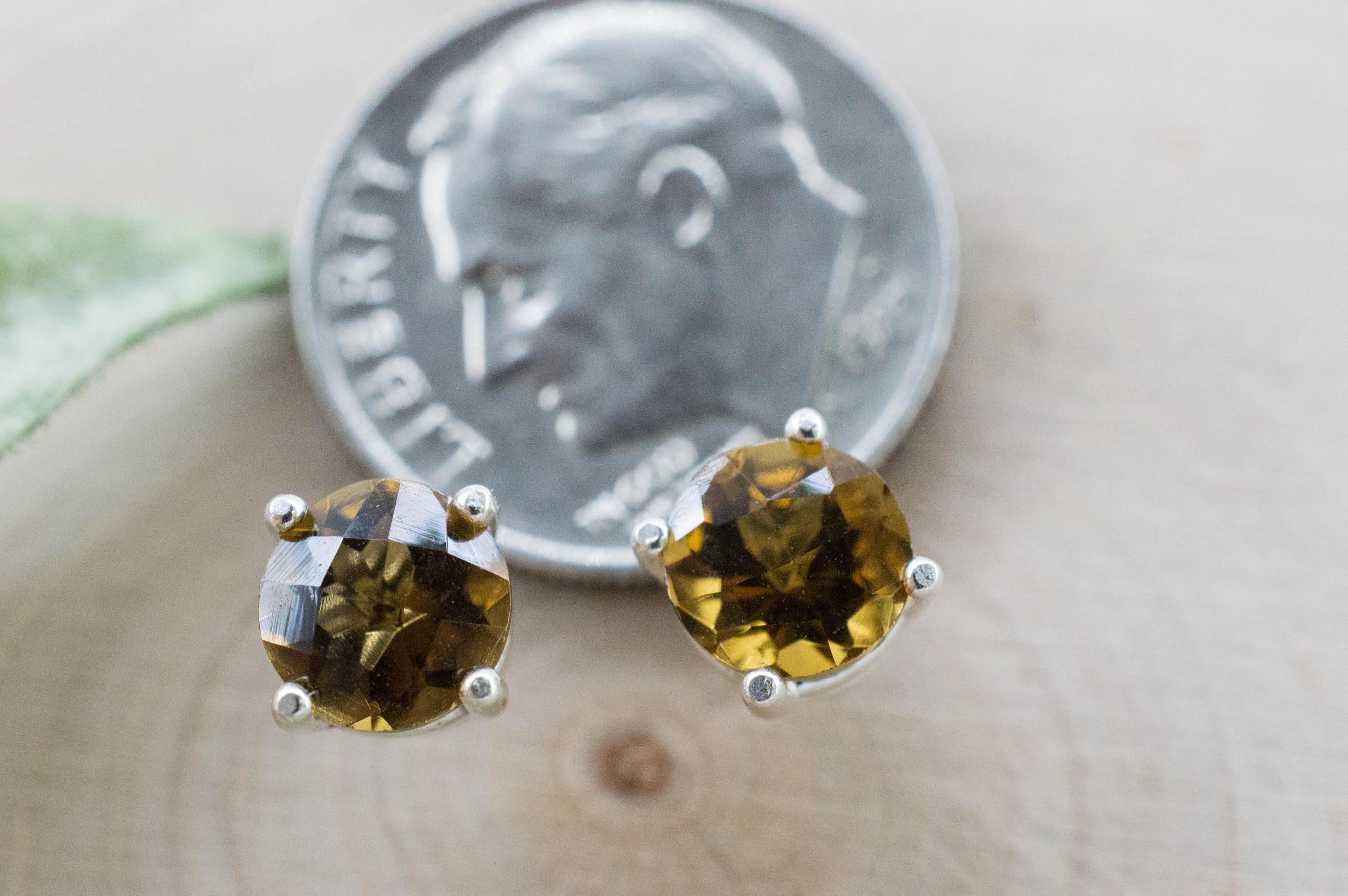 Whiskey Quartz Earrings; Natural Untreated Brazilian Quartz; 1.525cts