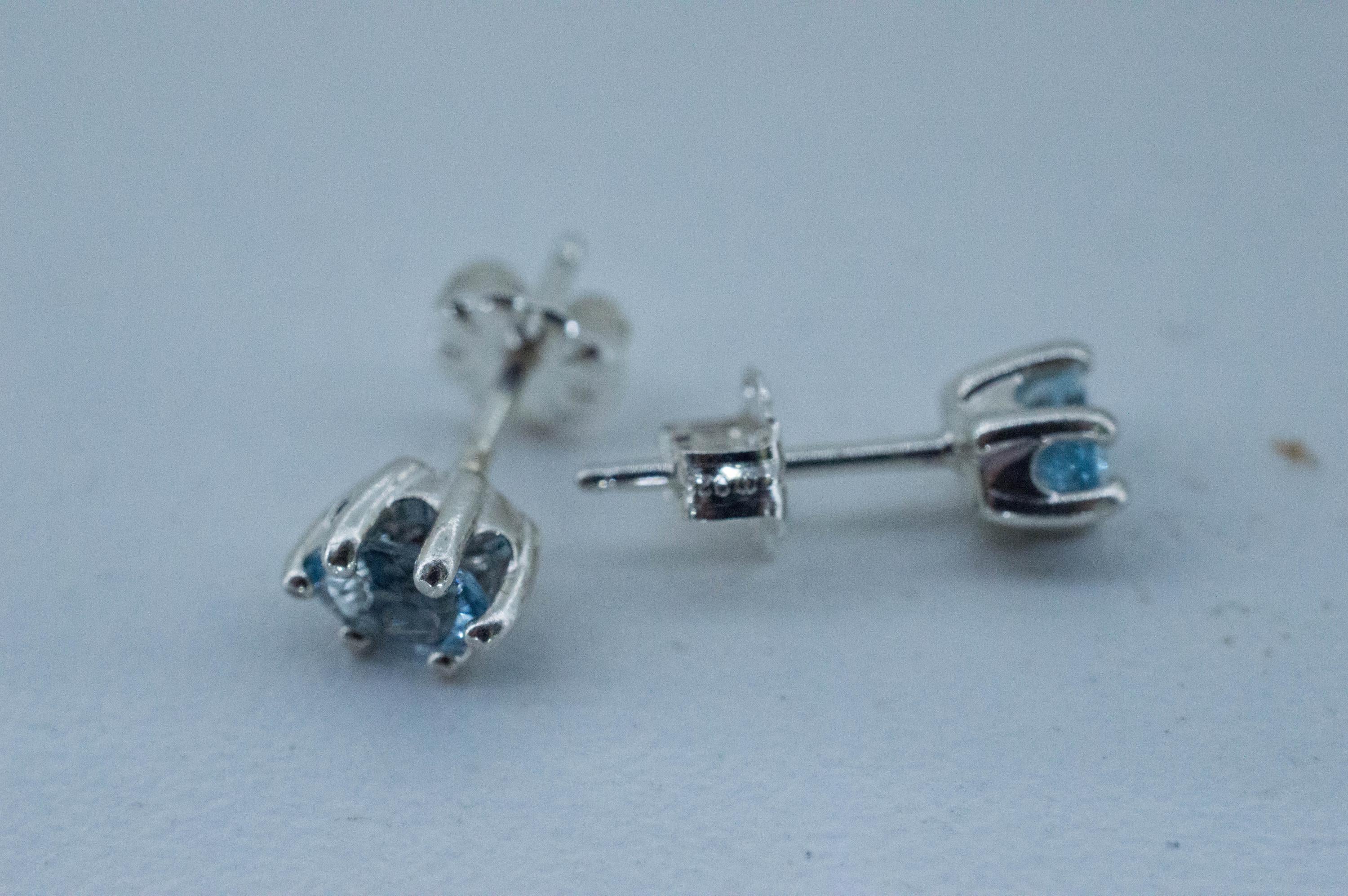 Aquamarine Earrings; Natural Untreated Brazil Aquamarine; 0.480cts