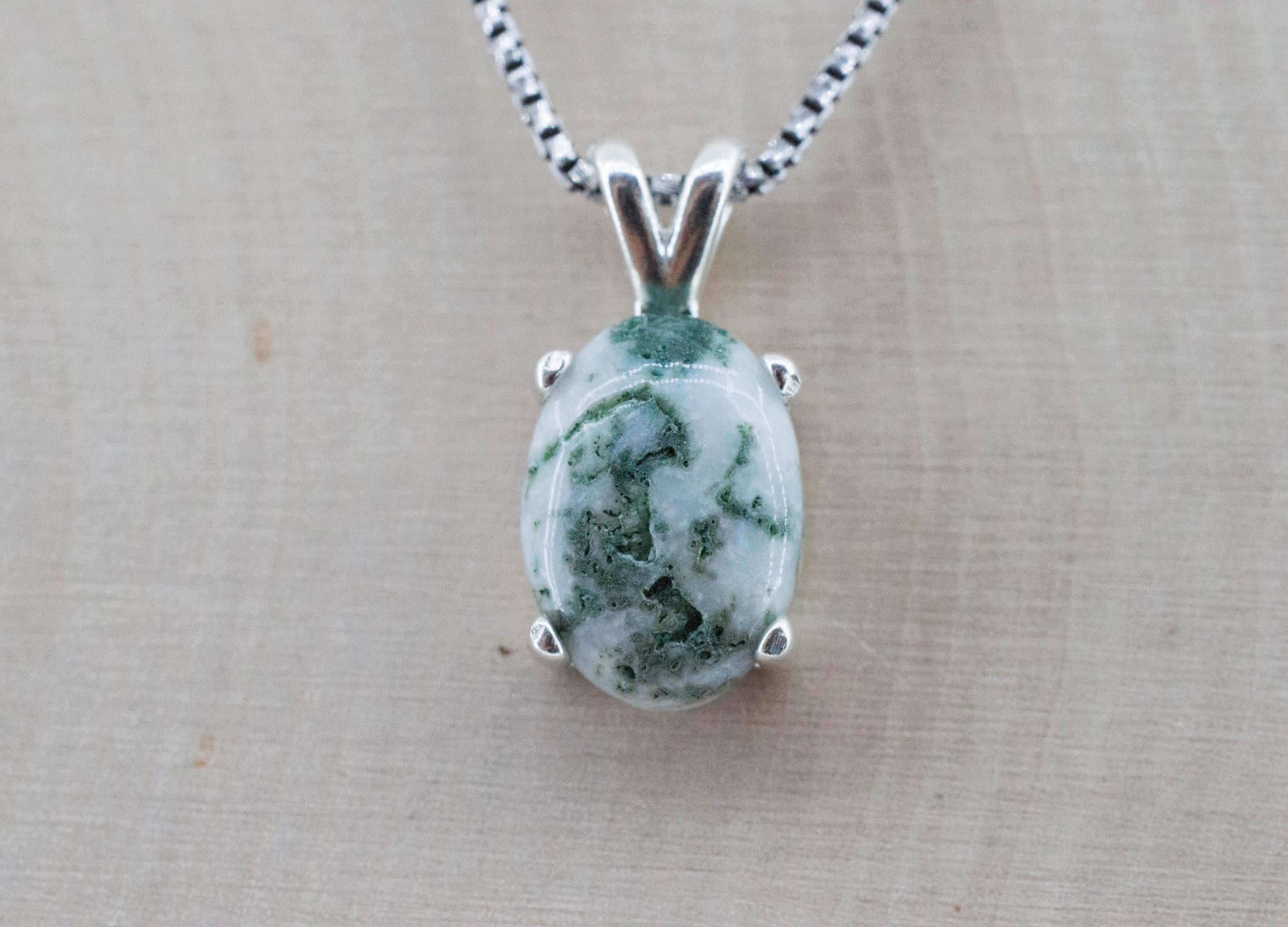 Tree Agate Pendant, Natural Untreated Brazil Dendritic Agate; 4.400cts