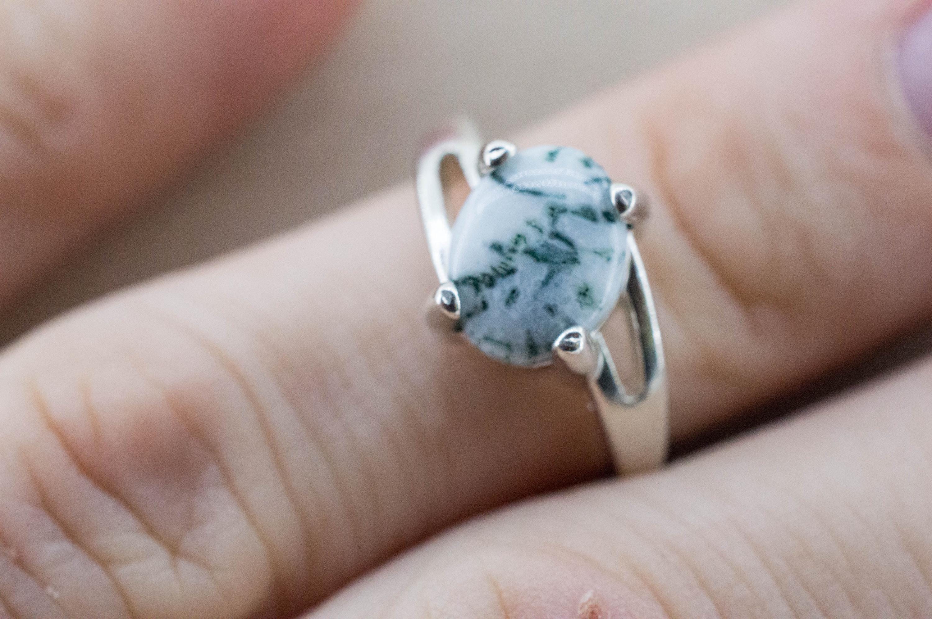 Tree Agate Ring; Natural Untreated Brazil Dendritic Agate; 1.640cts