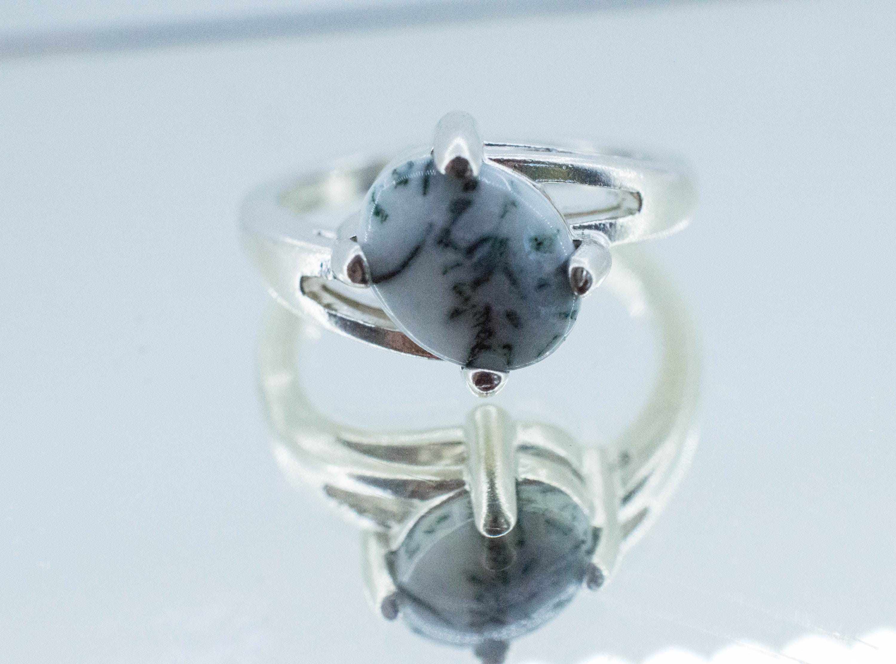 Tree Agate Ring; Natural Untreated Brazil Dendritic Agate; 1.640cts