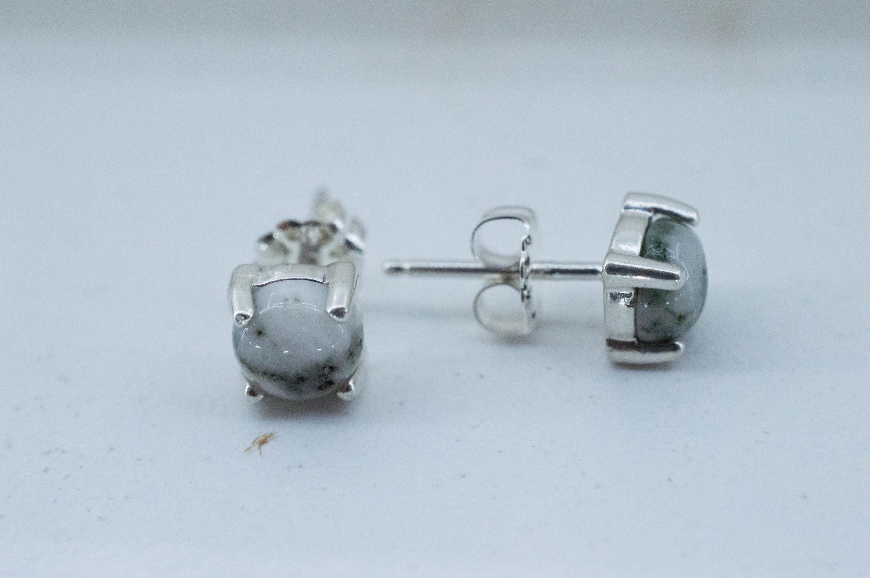 Tree Agate Earrings, Natural Untreated Brazil Dendritic Agate; 1.425cts