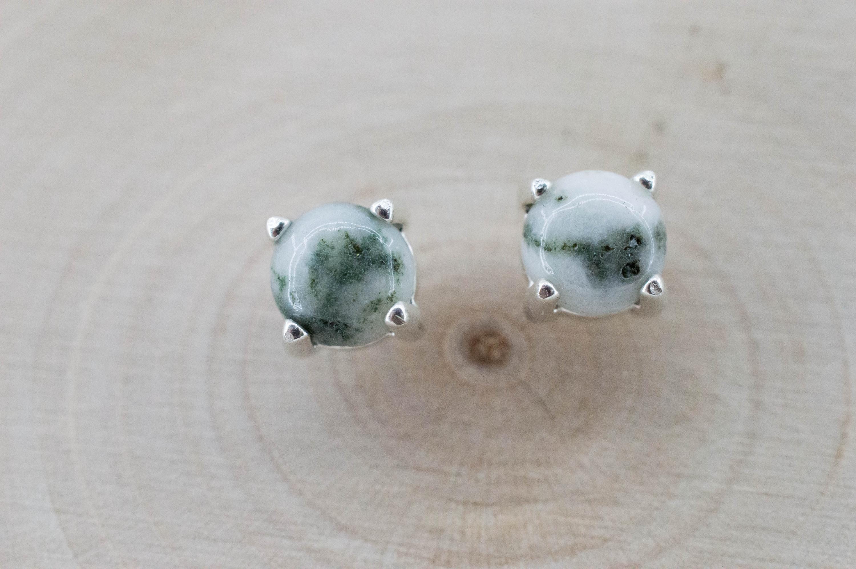 Tree Agate Earrings, Natural Untreated Brazil Dendritic Agate; 1.425cts