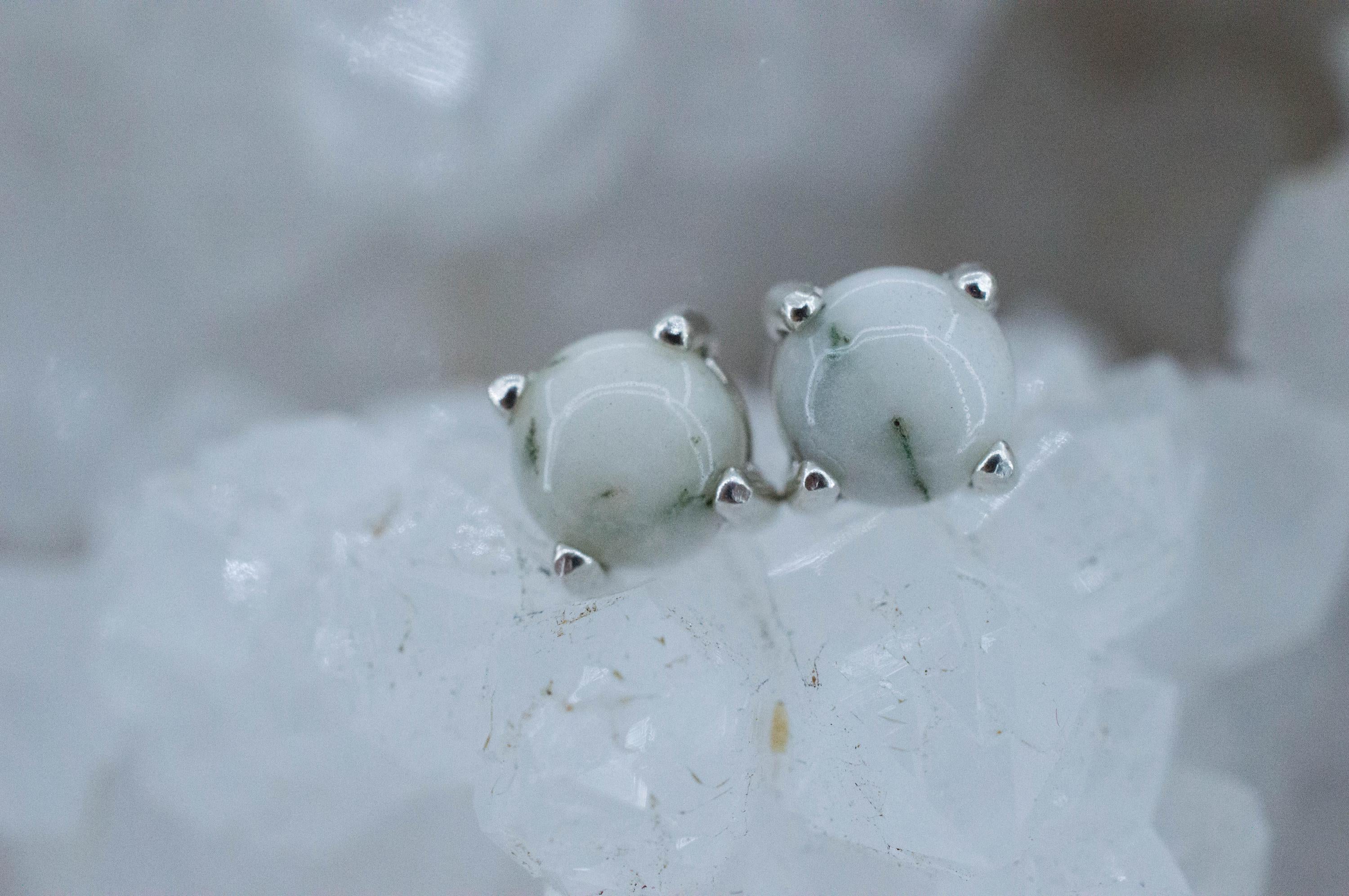 Tree Agate Earrings, Natural Untreated Brazil Dendritic Agate; 1.550cts