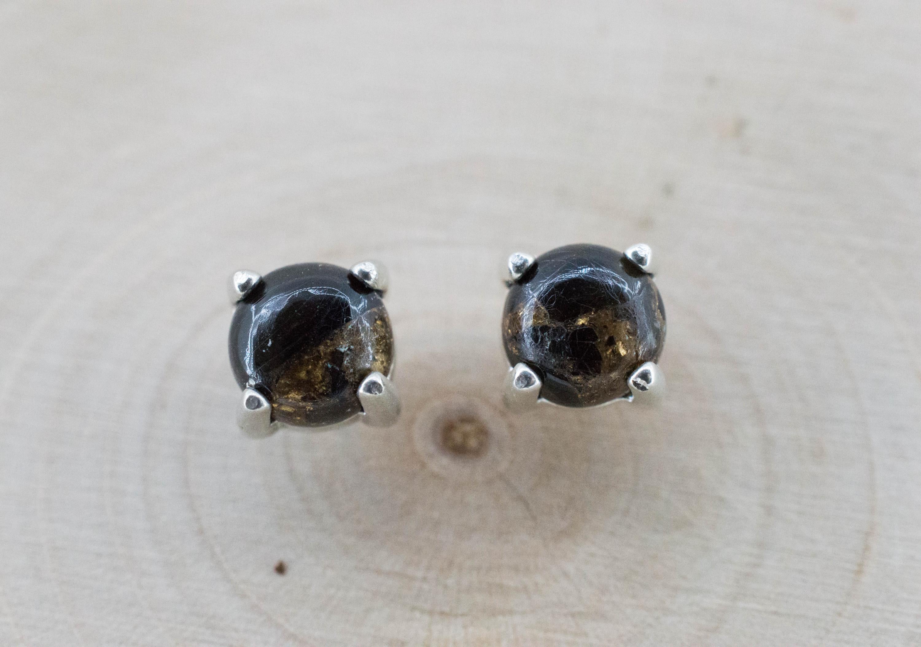 Copper Obsidian Earrings; Natural USA Obsidian; 1.385cts