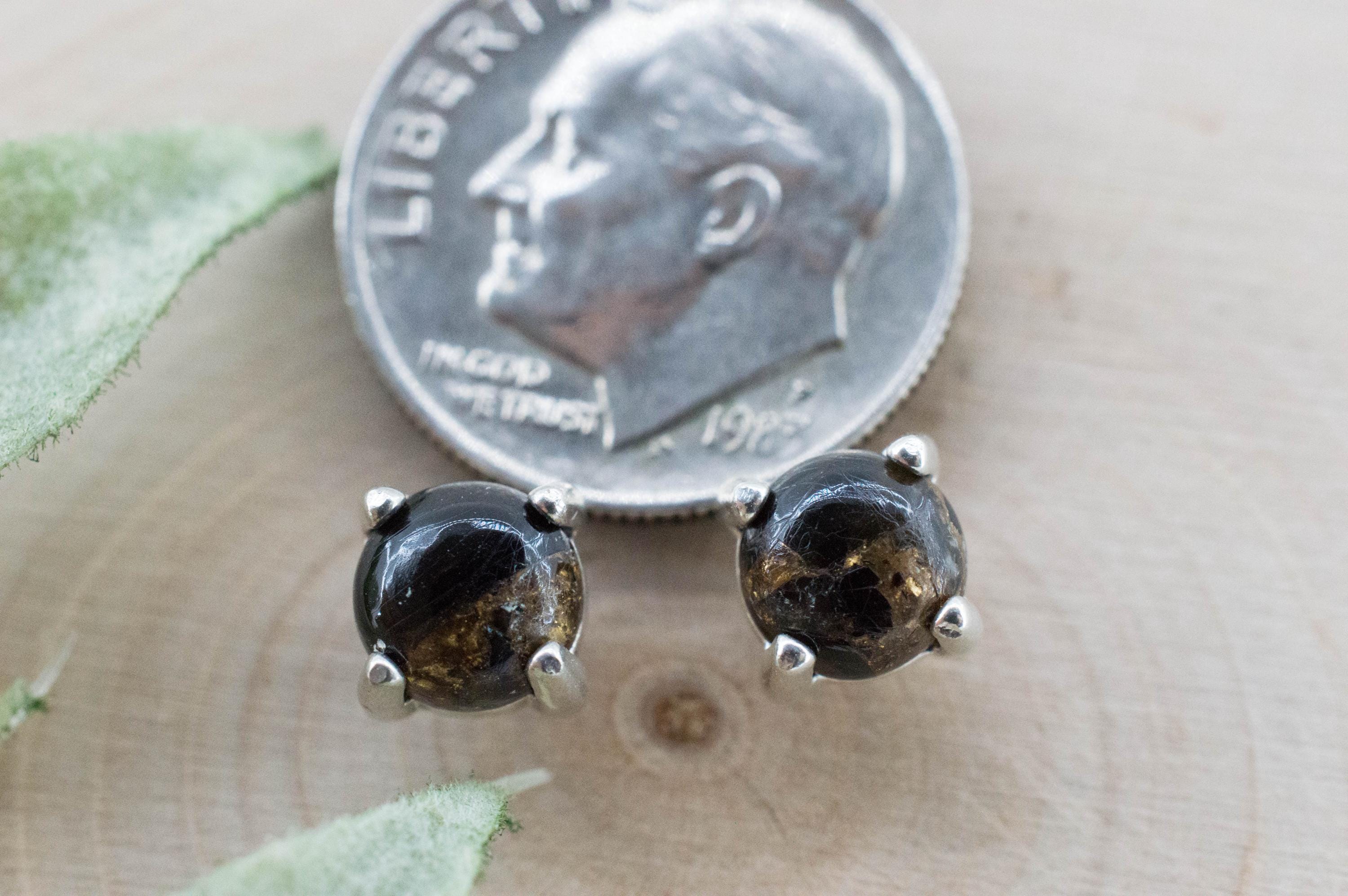 Copper Obsidian Earrings; Natural USA Obsidian; 1.385cts