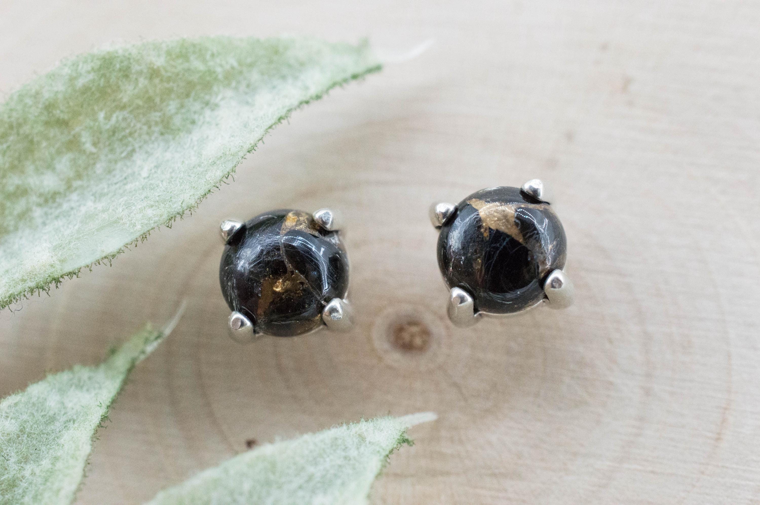 Copper Obsidian Earrings; Natural USA Obsidian; 1.405cts