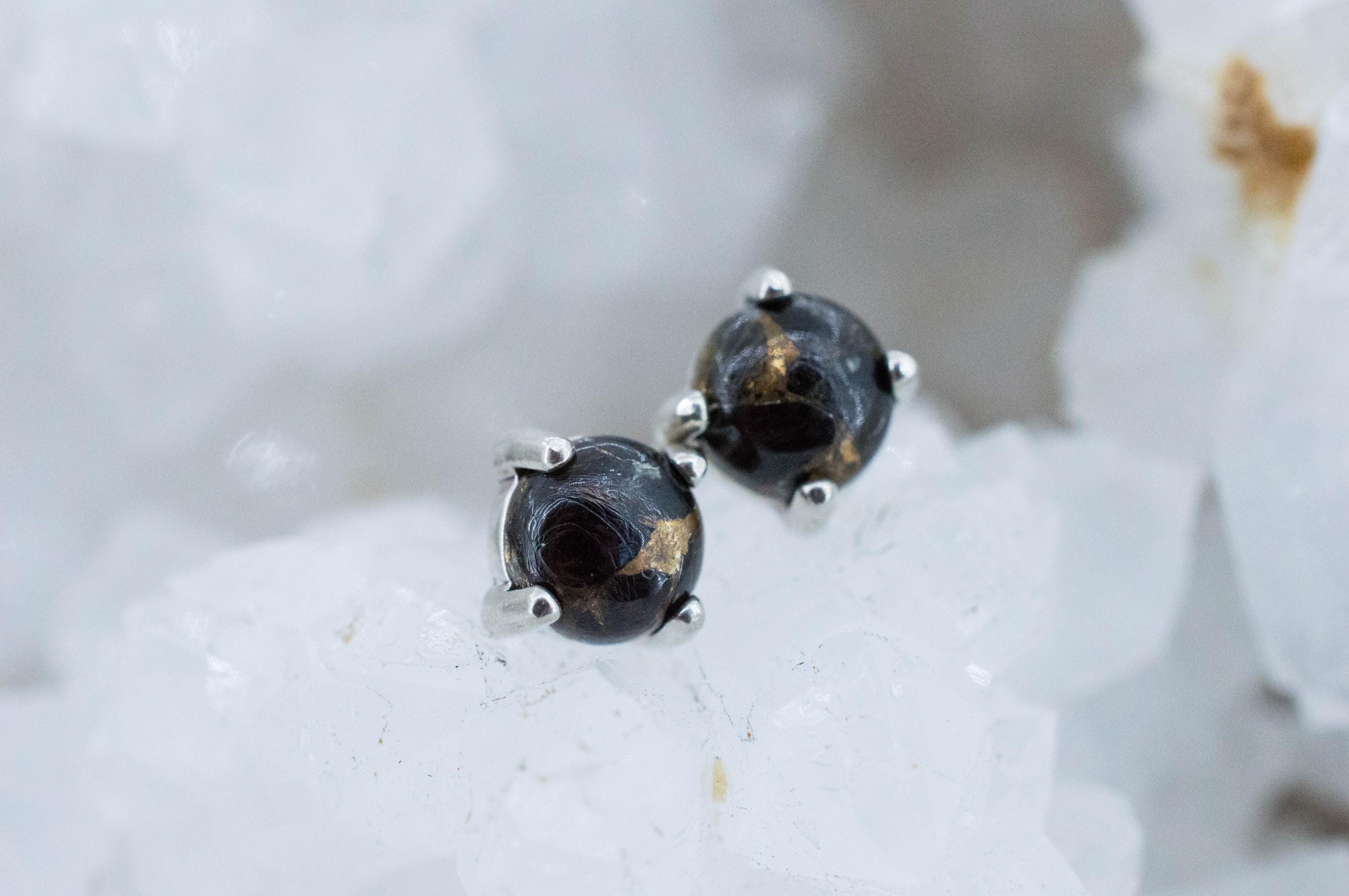 Copper Obsidian Earrings; Natural USA Obsidian; 1.405cts