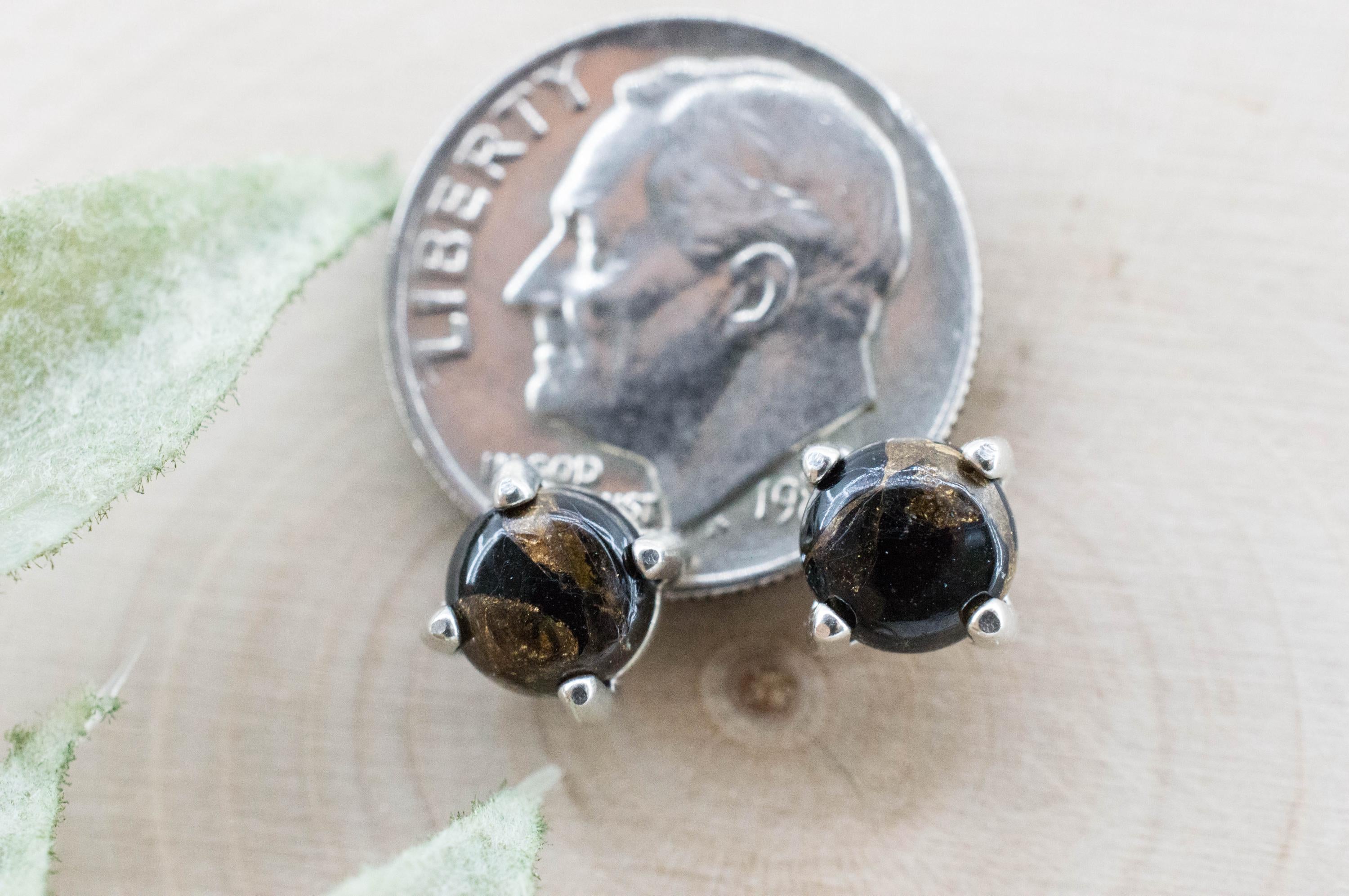 Copper Obsidian Earrings; Natural USA Obsidian; 1.425cts