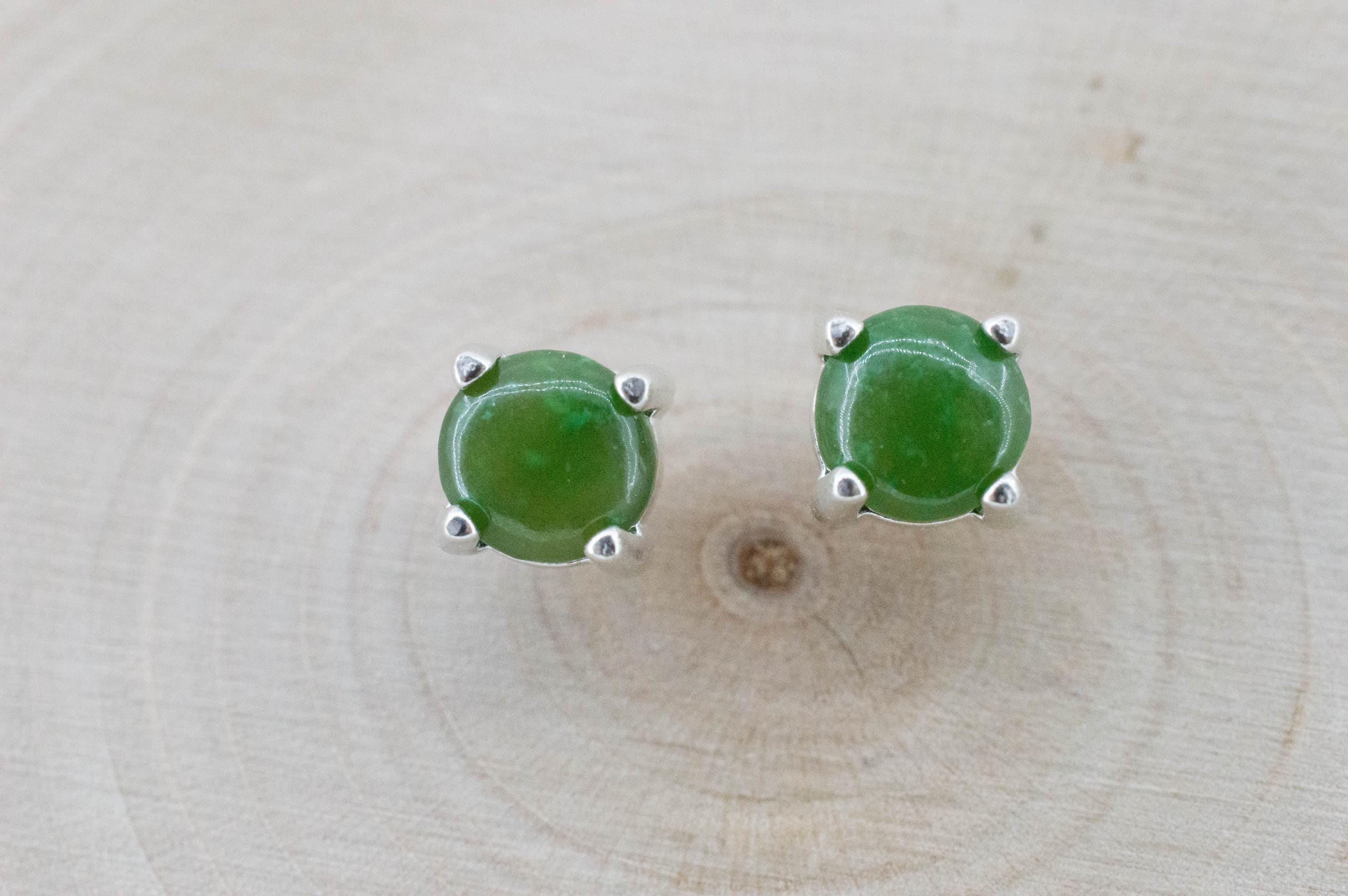 Jade Earrings; Natural Untreated Wyoming Nephrite Jade; 1.565cts