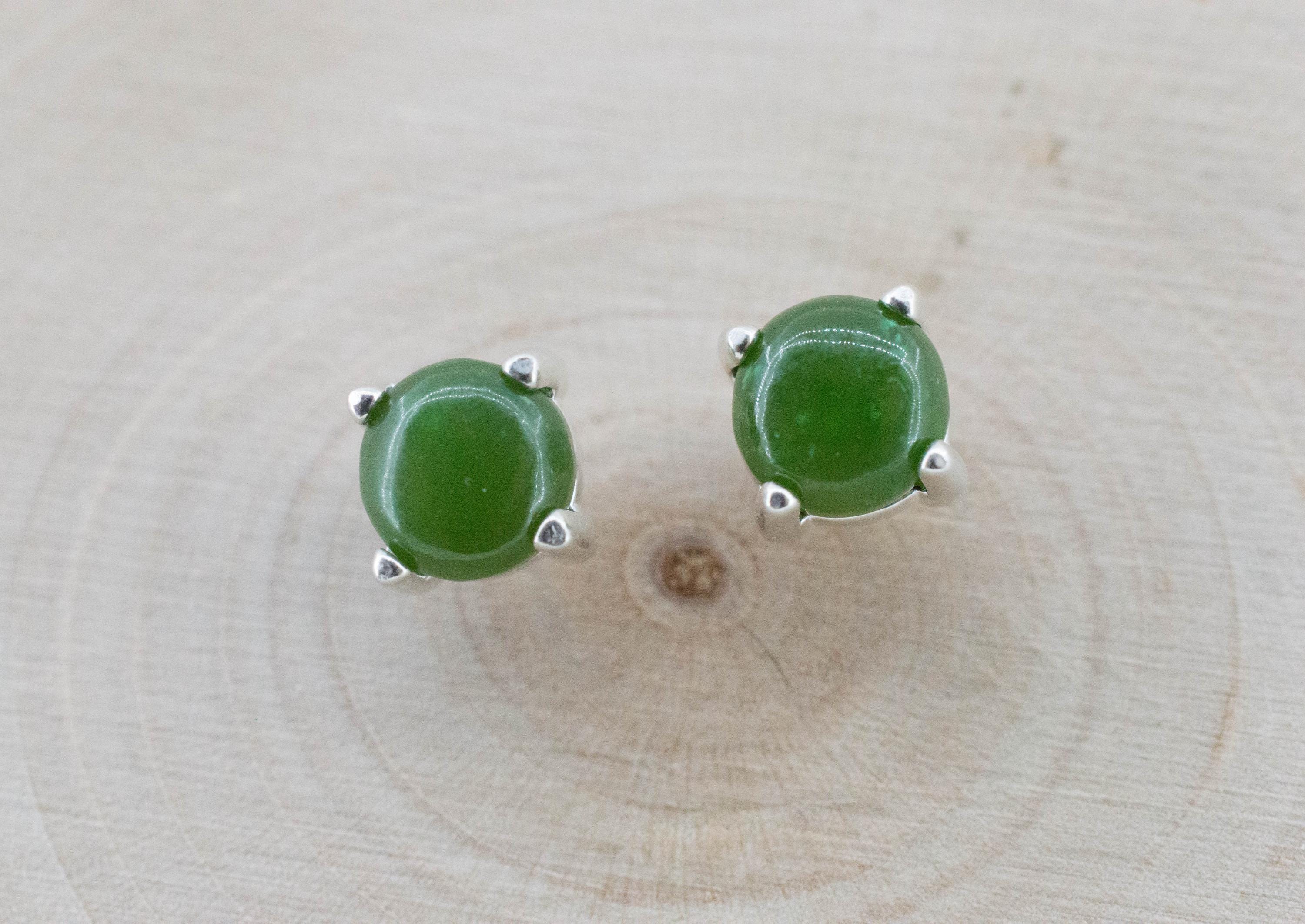 Jade Earrings; Natural Untreated Wyoming Nephrite Jade; 1.945cts