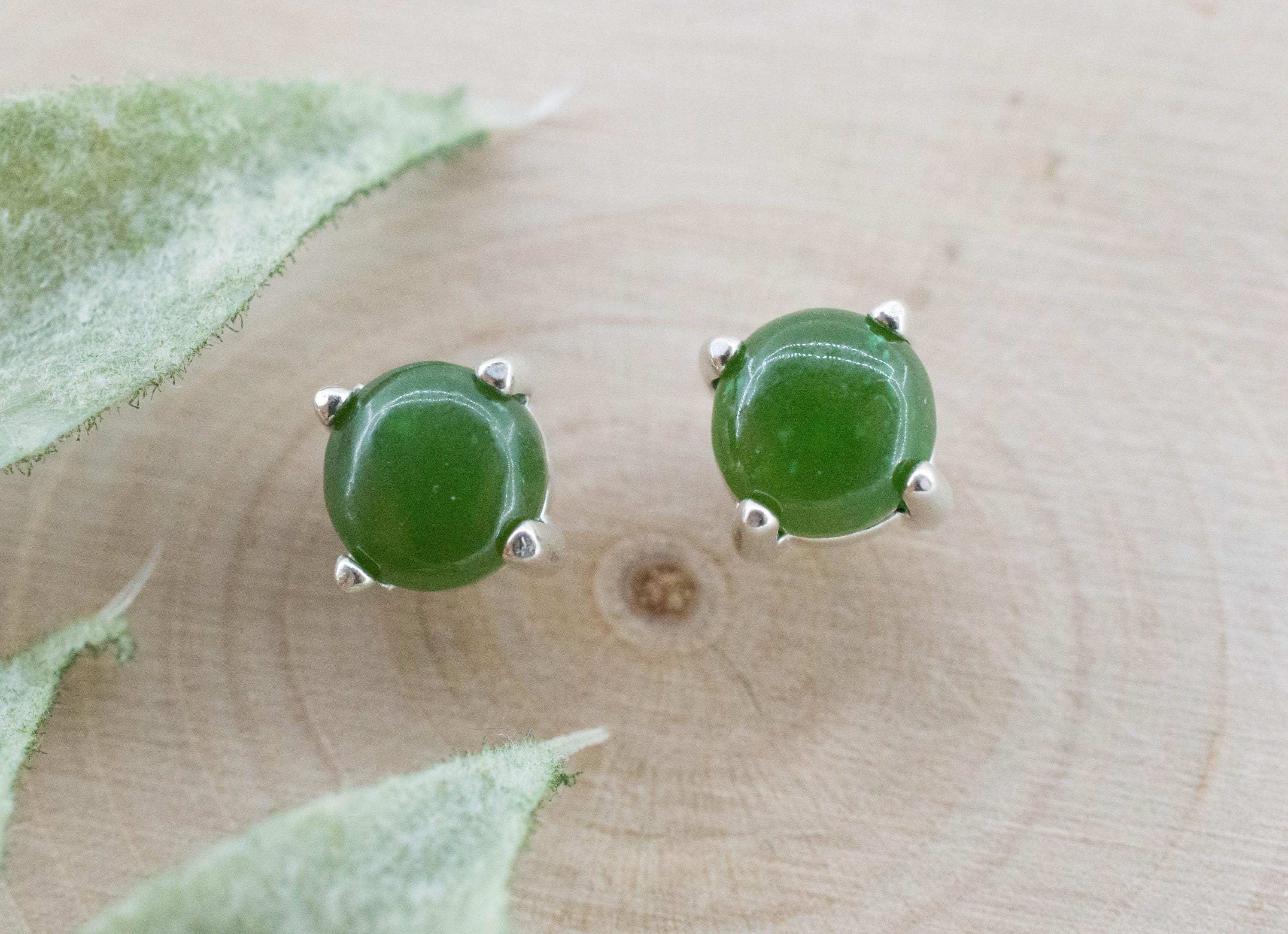 Jade Earrings; Natural Untreated Wyoming Nephrite Jade; 1.945cts
