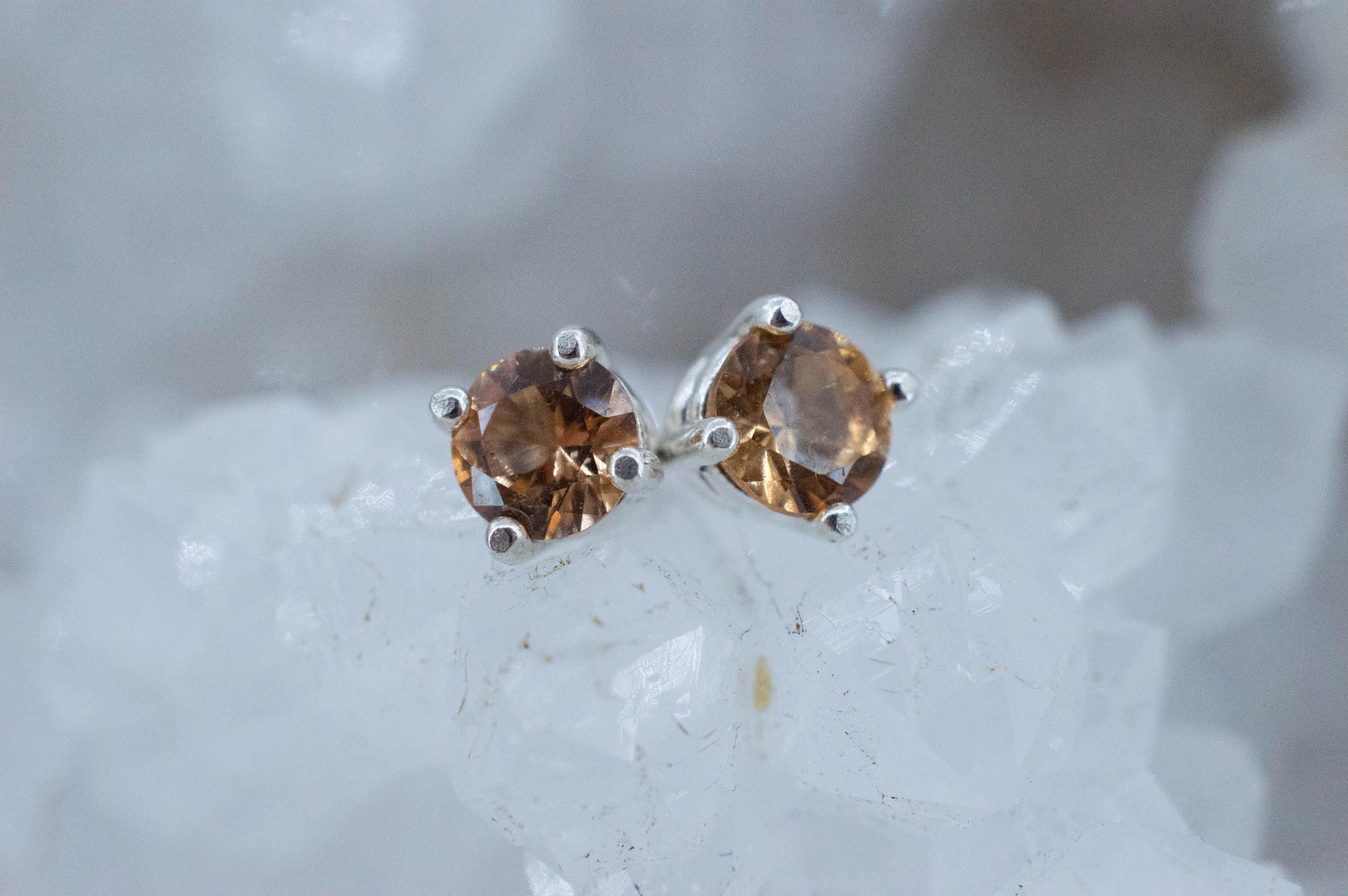 Hessonite Garnet Earrings; Natural Untreated Canada Garnet; 0.825cts