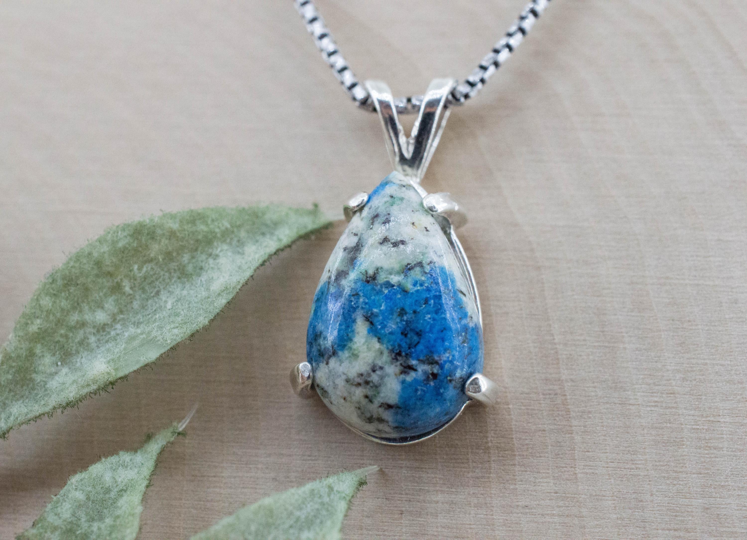 K2 Stone Pendant; Natural Untreated K2 Granite and Azurite; 7.860cts