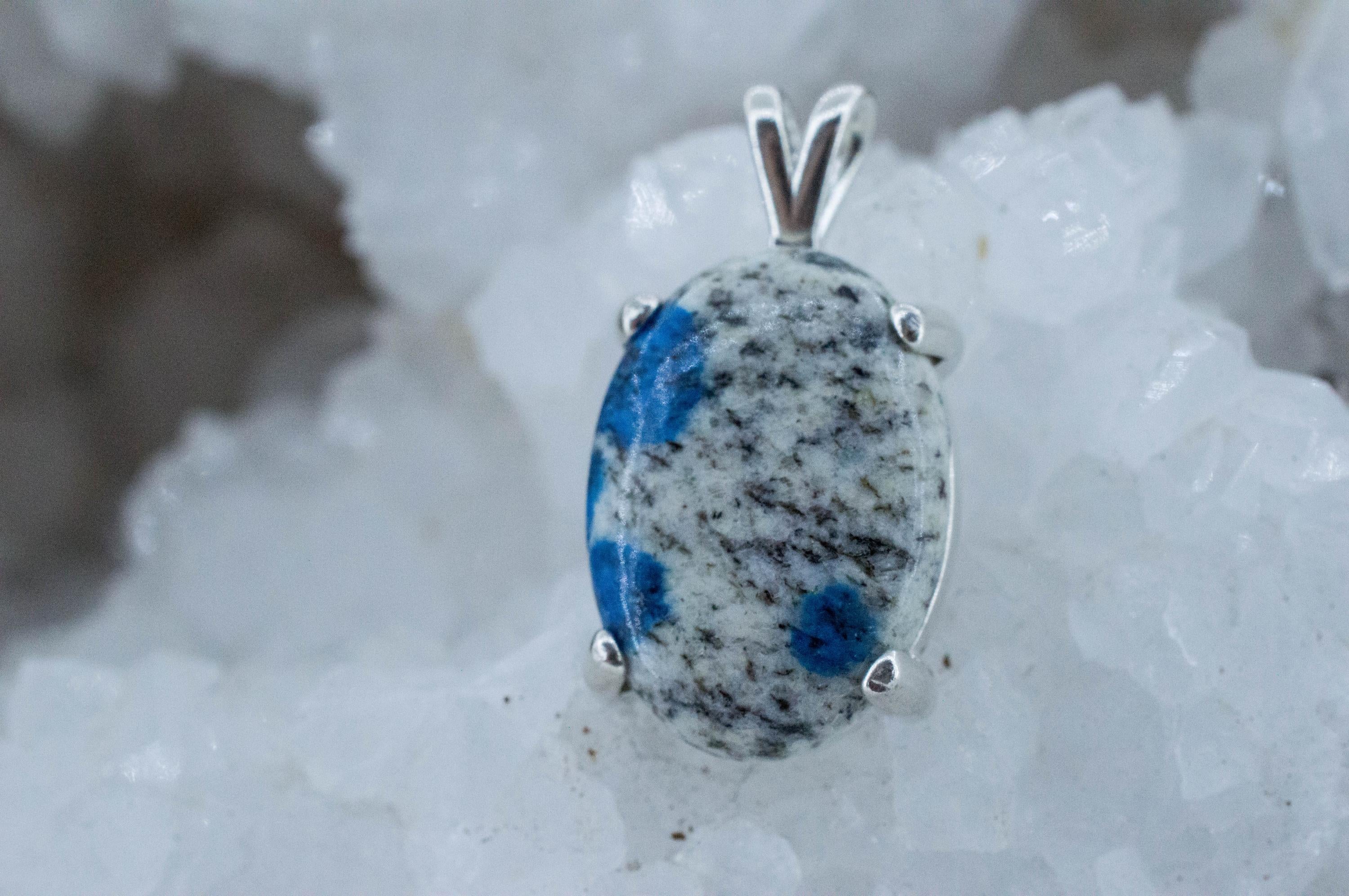 K2 Stone Pendant; Natural Untreated K2 Granite and Azurite; 17.650cts