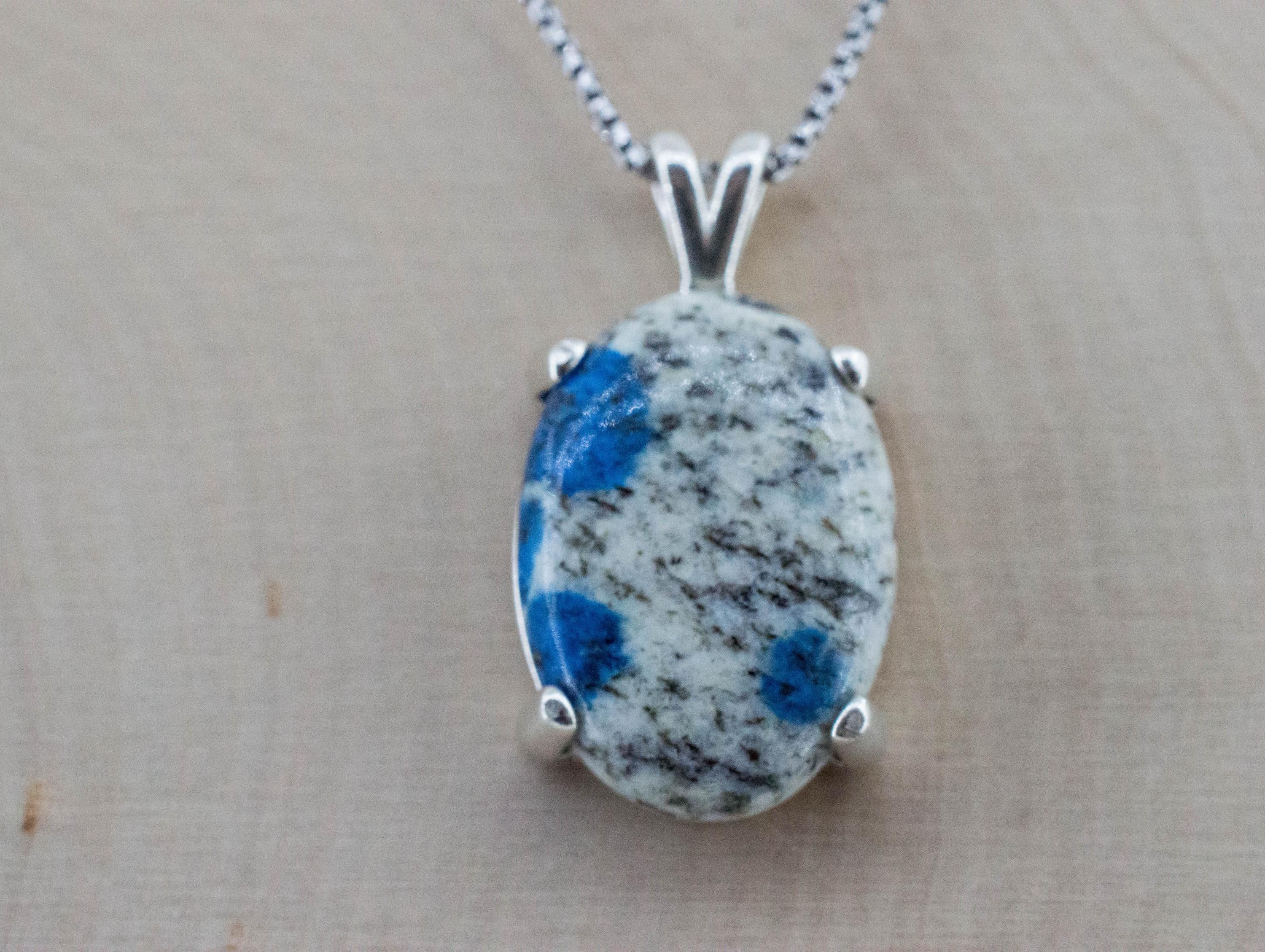 K2 Stone Pendant; Natural Untreated K2 Granite and Azurite; 17.650cts