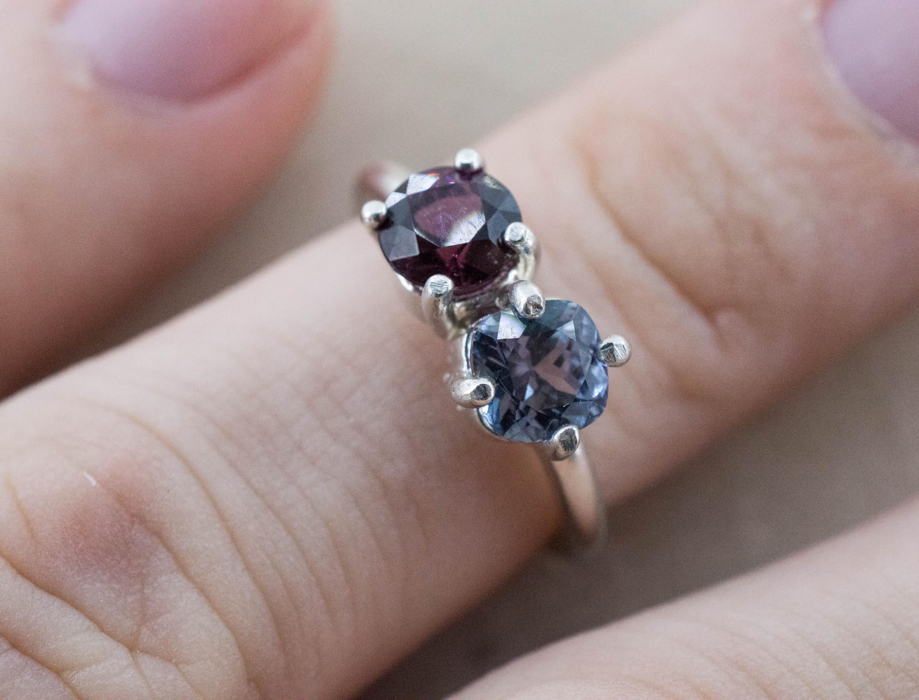 Spinel Ring, Natural Untreated Vietnam and Sri Lanka Blue and Pink Spinel