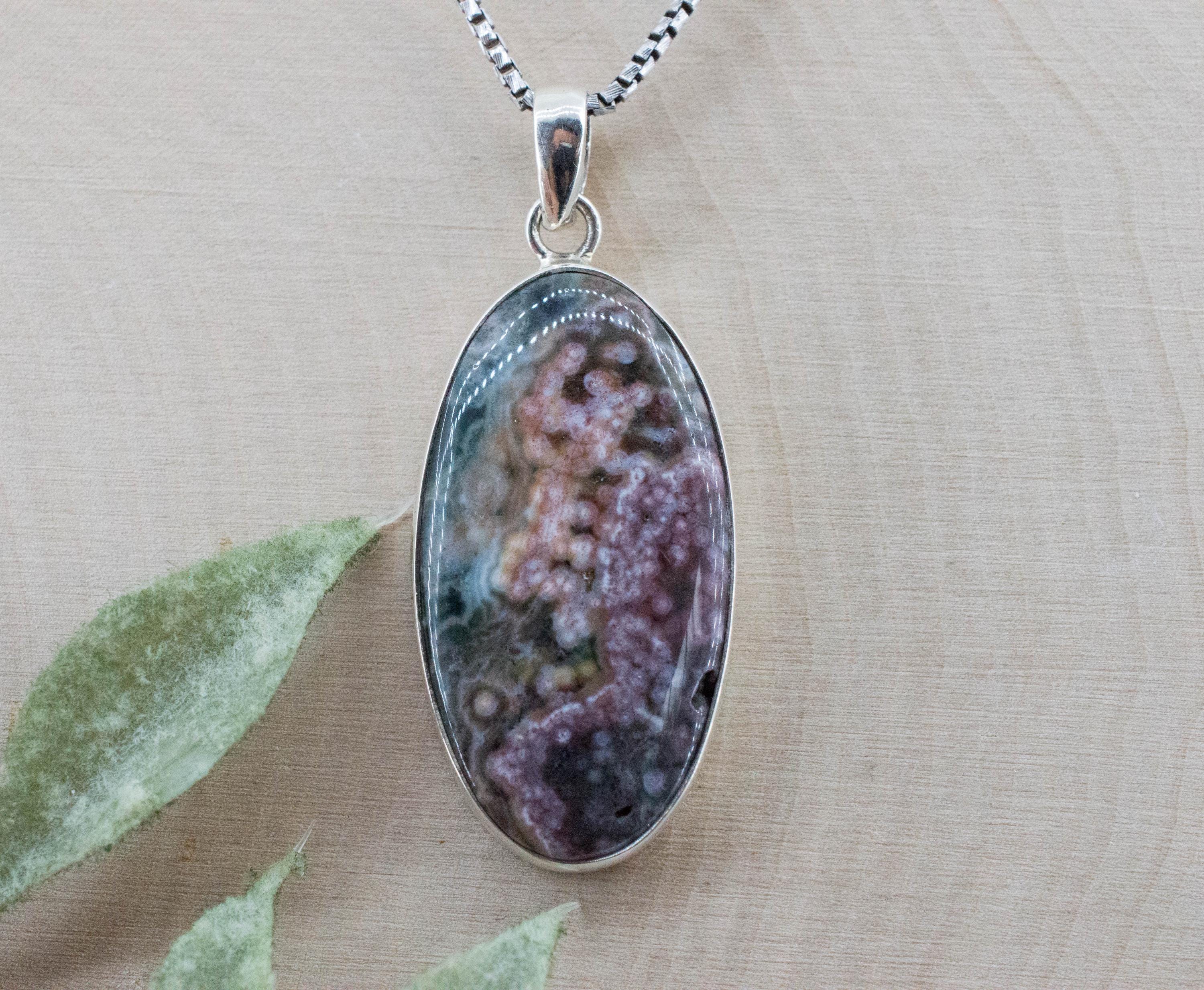 Ocean Jasper Pendant; Natural Untreated Madagascar Jasper; 30x18mm