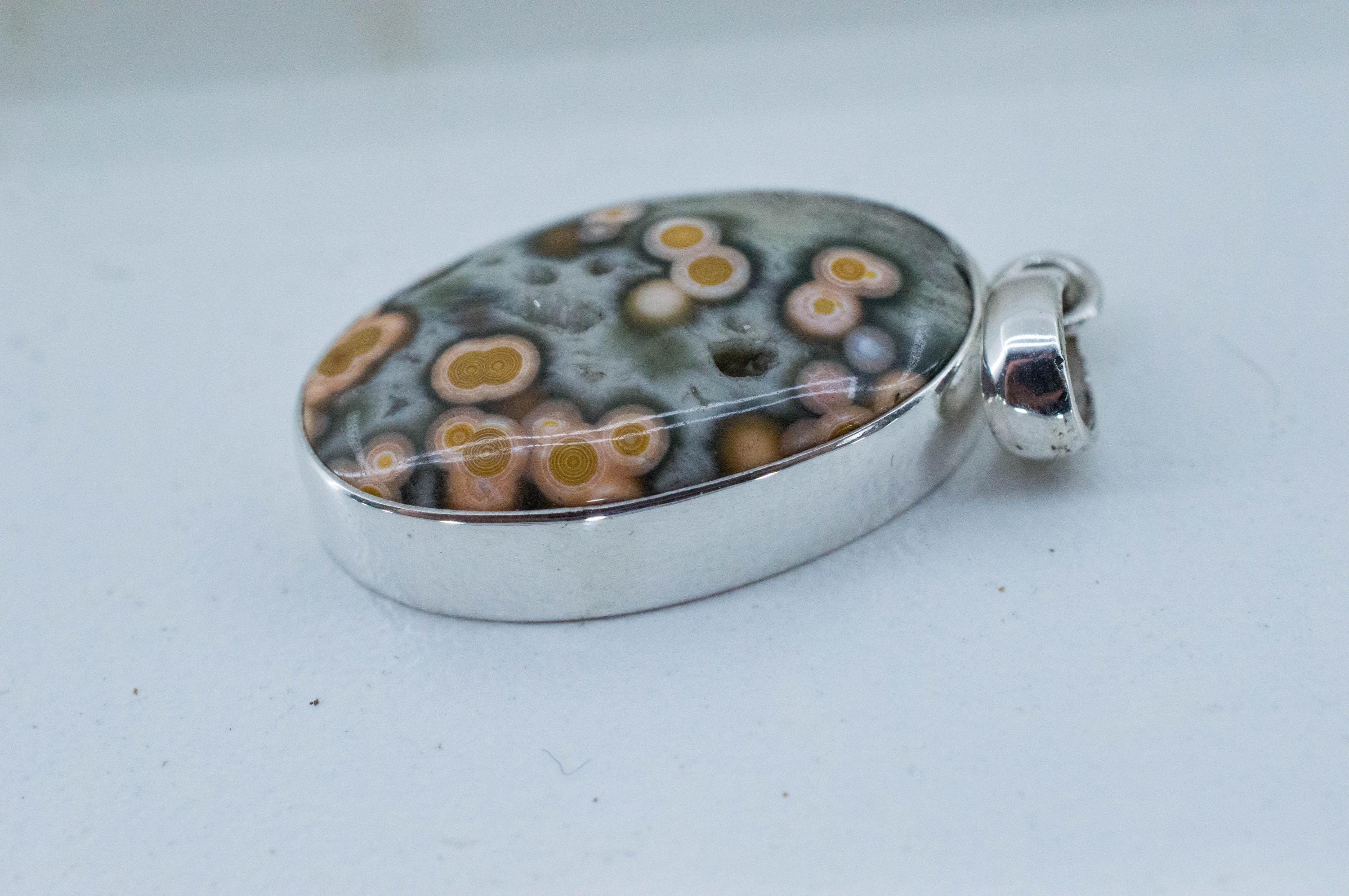 Ocean Jasper Pendant; Natural Untreated Madagascar Jasper; 24x14mm