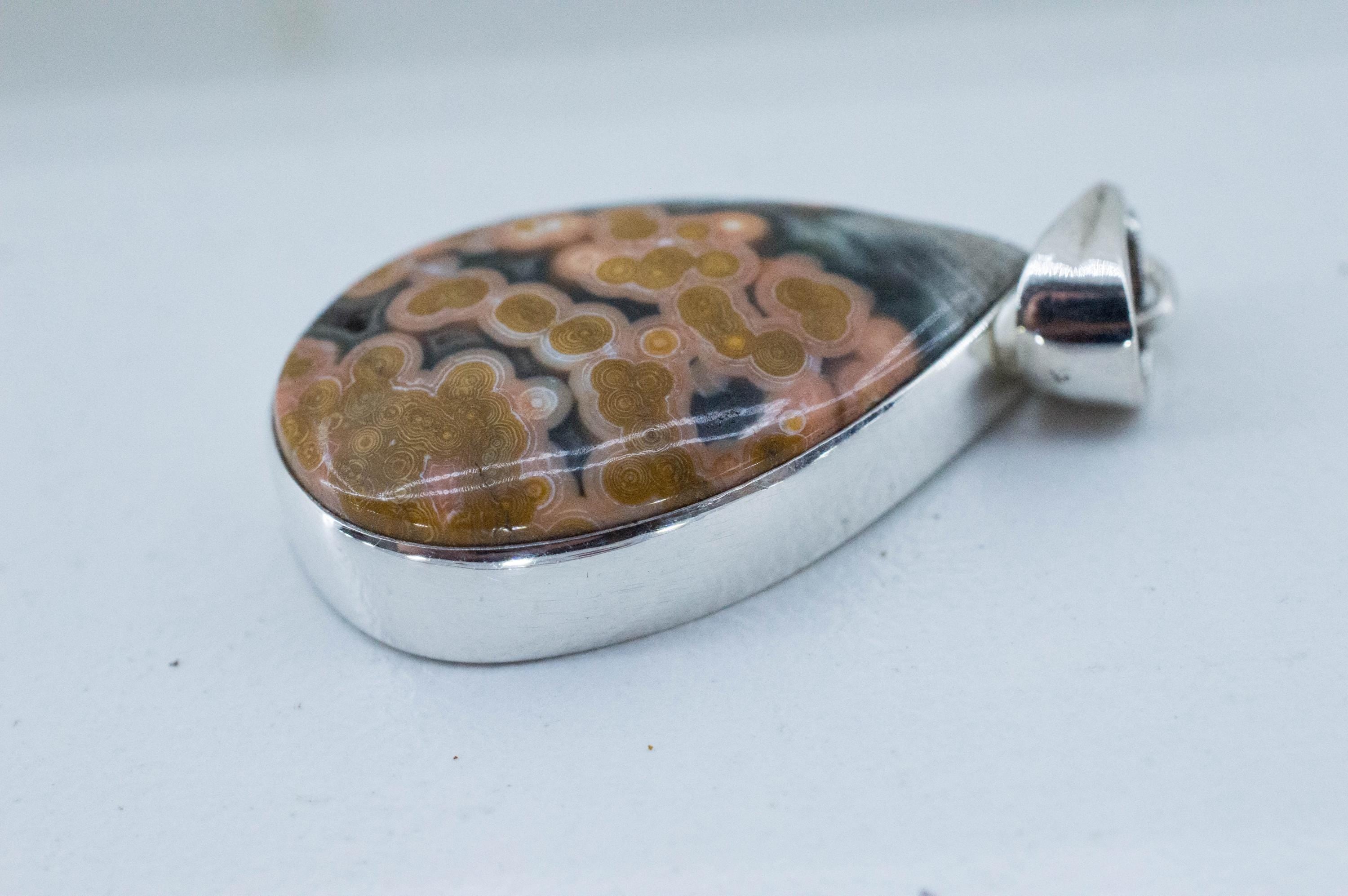 Ocean Jasper Pendant; Natural Untreated Madagascar Jasper; 28x18mm