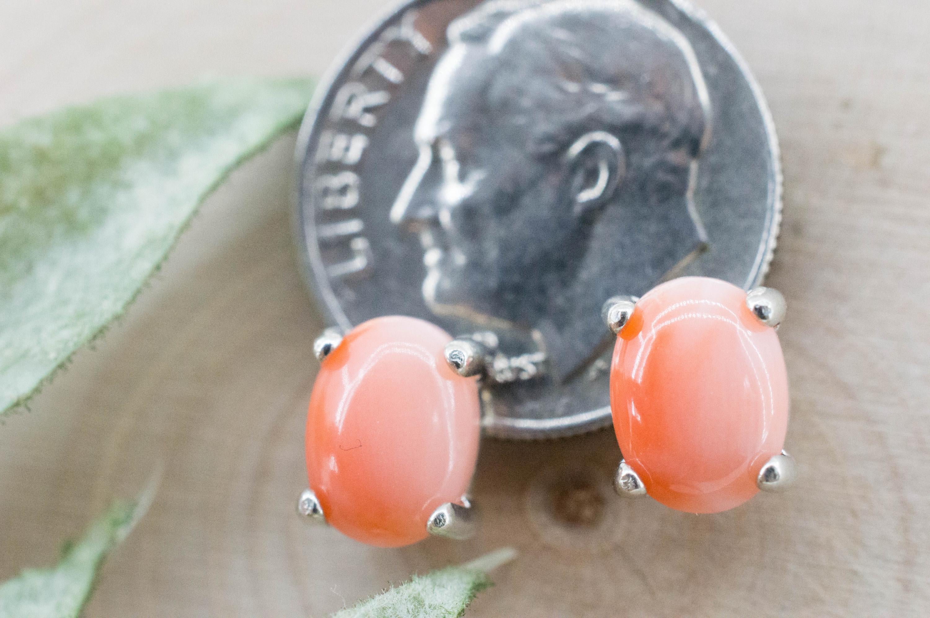 Precious Coral Earrings; Genuine Untreated Taiwan Angelskin Coral; 2.270cts - Mark Oliver Gems