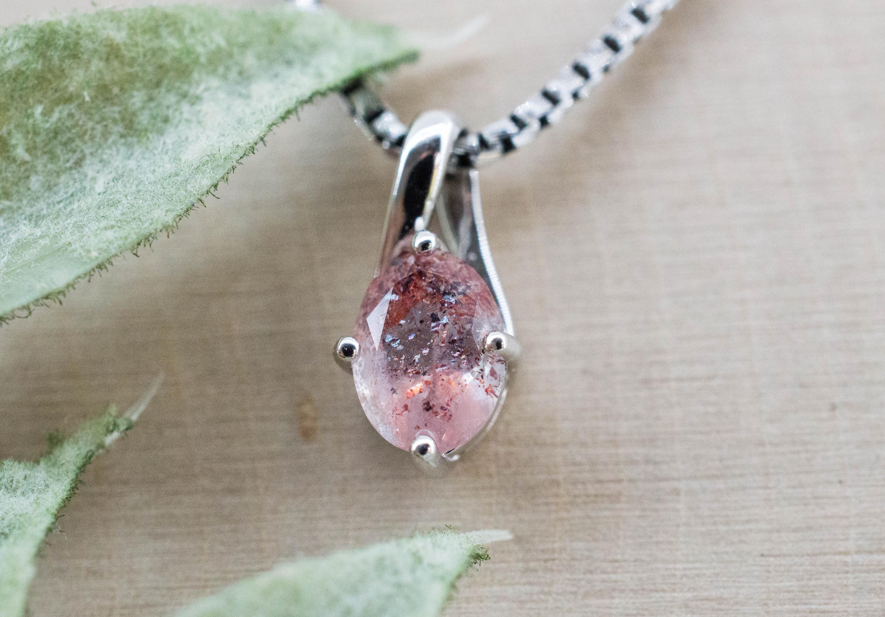 Hematite Quartz Pendant; Natural Untreated Tanzanian Fire and Ice Quartz; 0.740cts