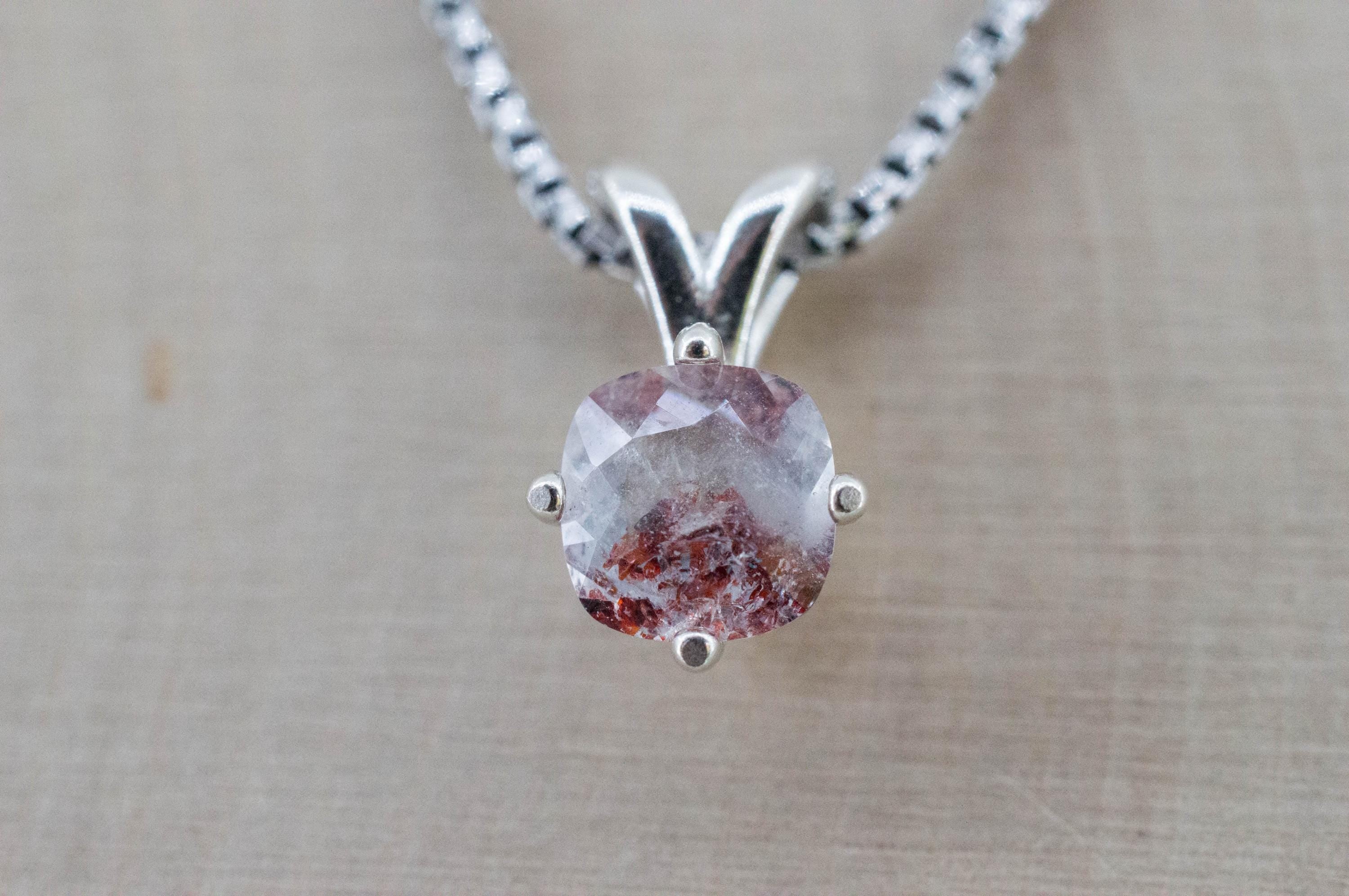 Hematite Quartz Pendant; Natural Untreated Tanzanian Fire and Ice Quartz; 0.885cts