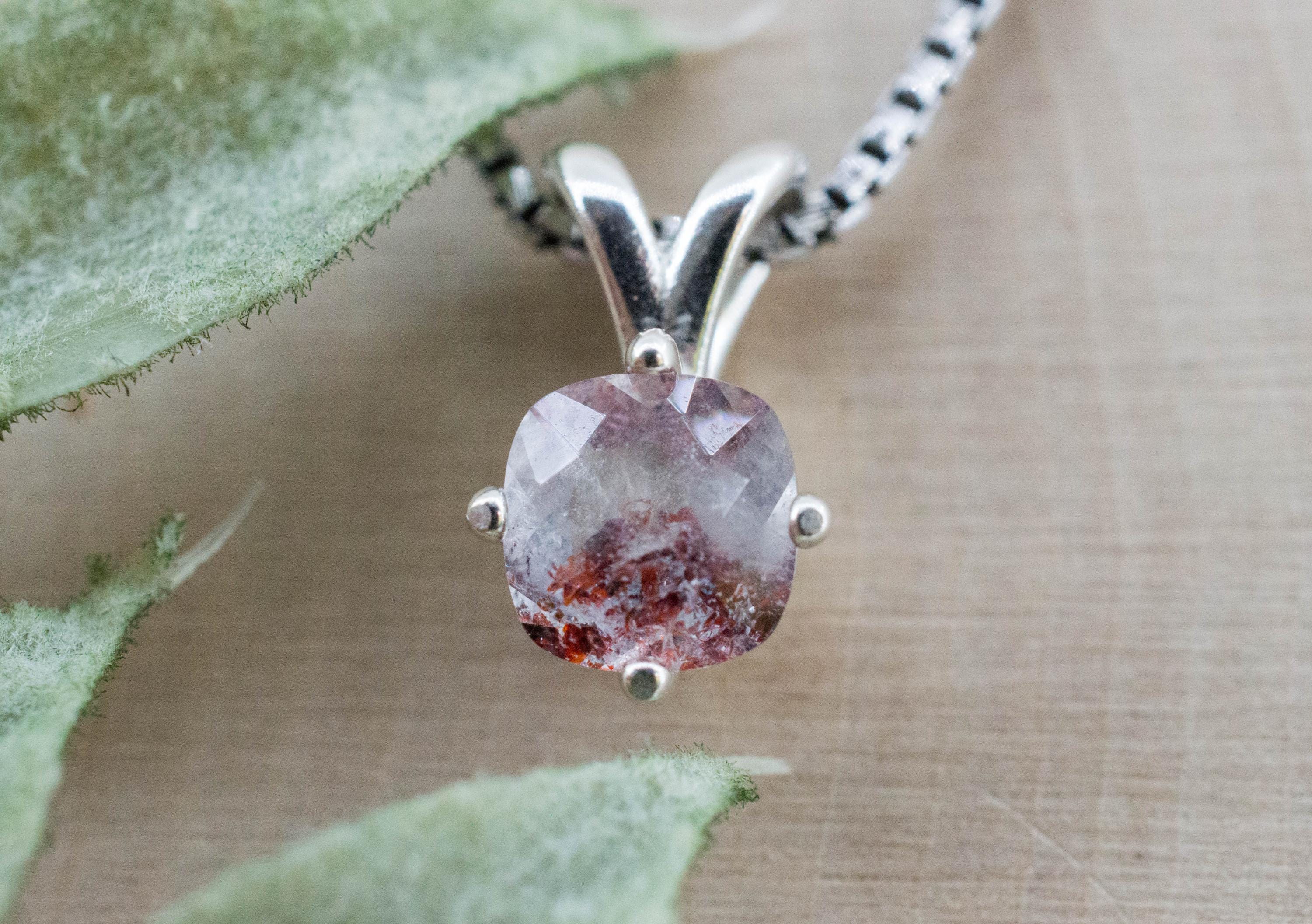 Hematite Quartz Pendant; Natural Untreated Tanzanian Fire and Ice Quartz; 0.885cts