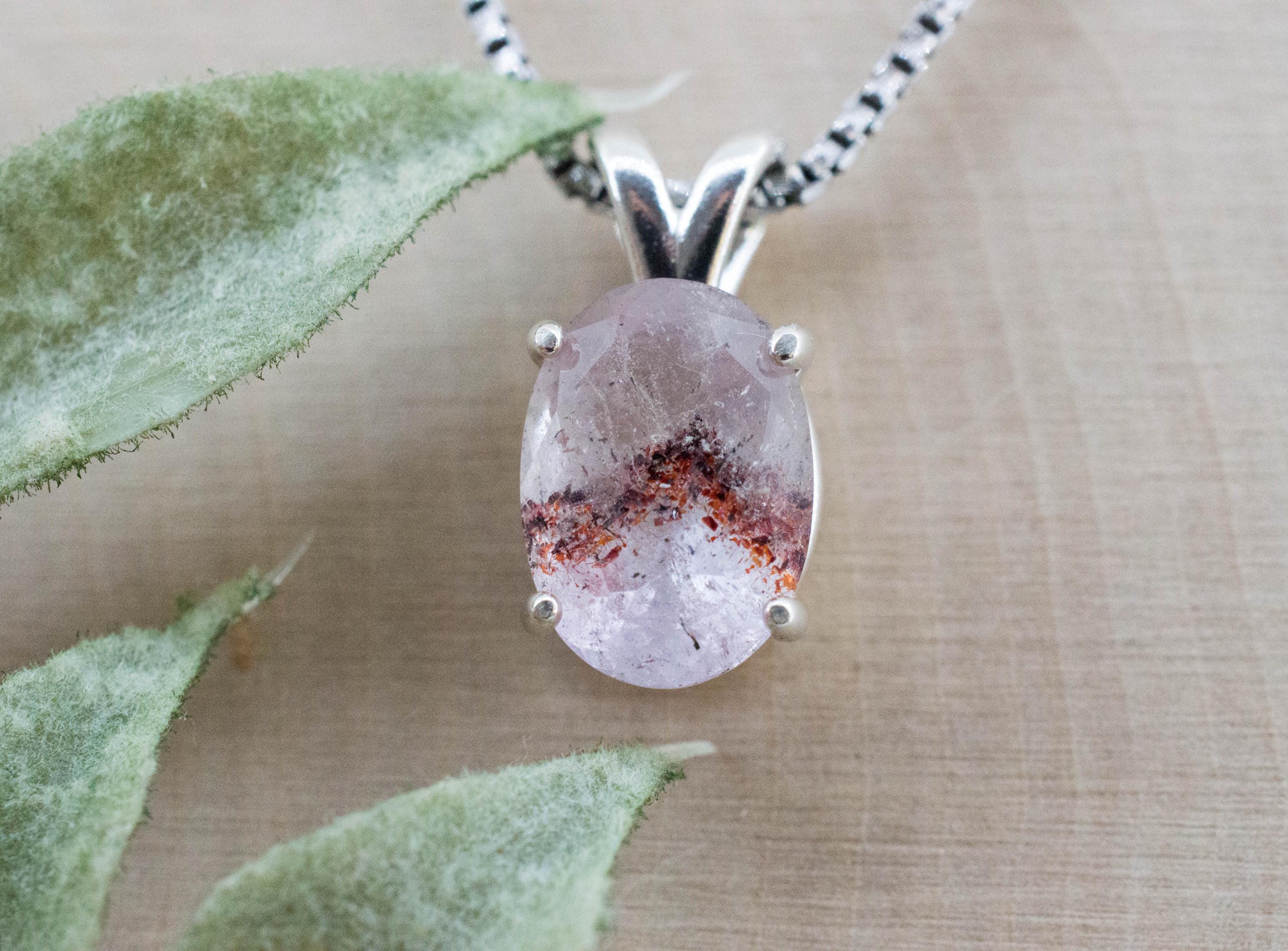 Hematite Quartz Pendant; Natural Untreated Tanzanian Fire and Ice Quartz; 3.235cts