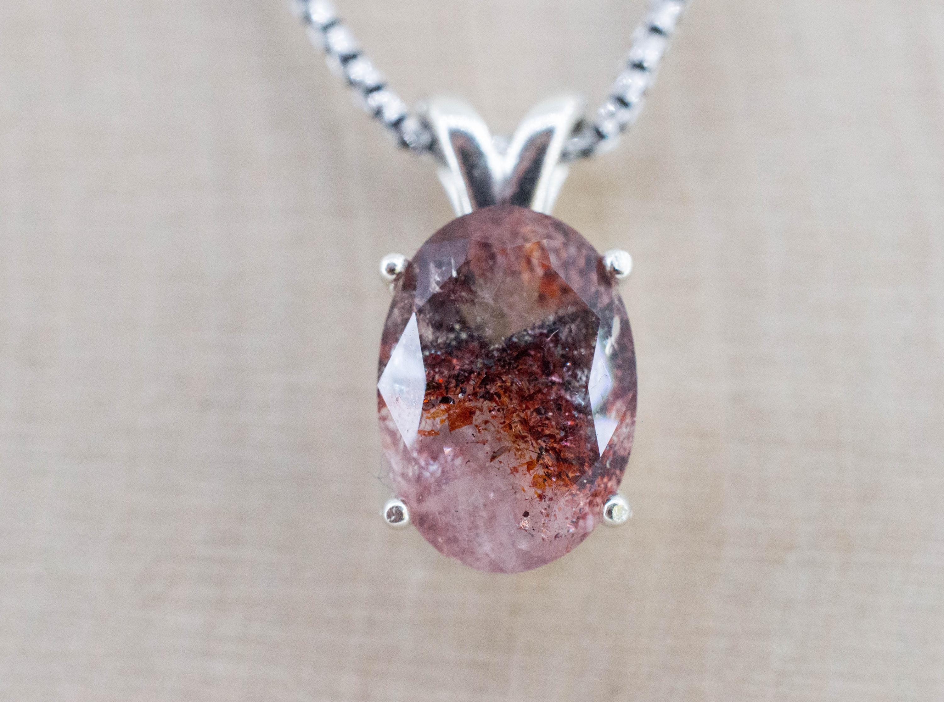 Hematite Quartz Pendant; Natural Untreated Tanzanian Fire and Ice Quartz; 3.920cts