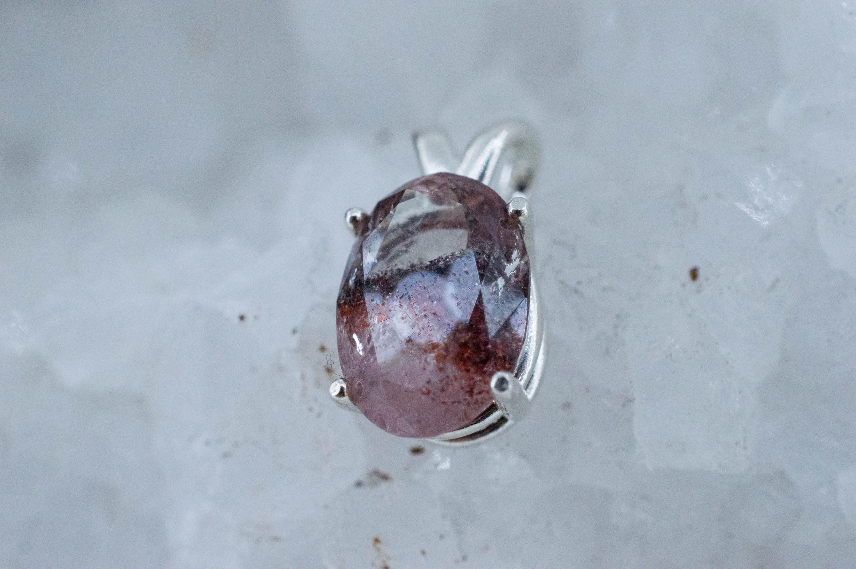 Hematite Quartz Pendant; Natural Untreated Tanzanian Fire and Ice Quartz; 3.920cts