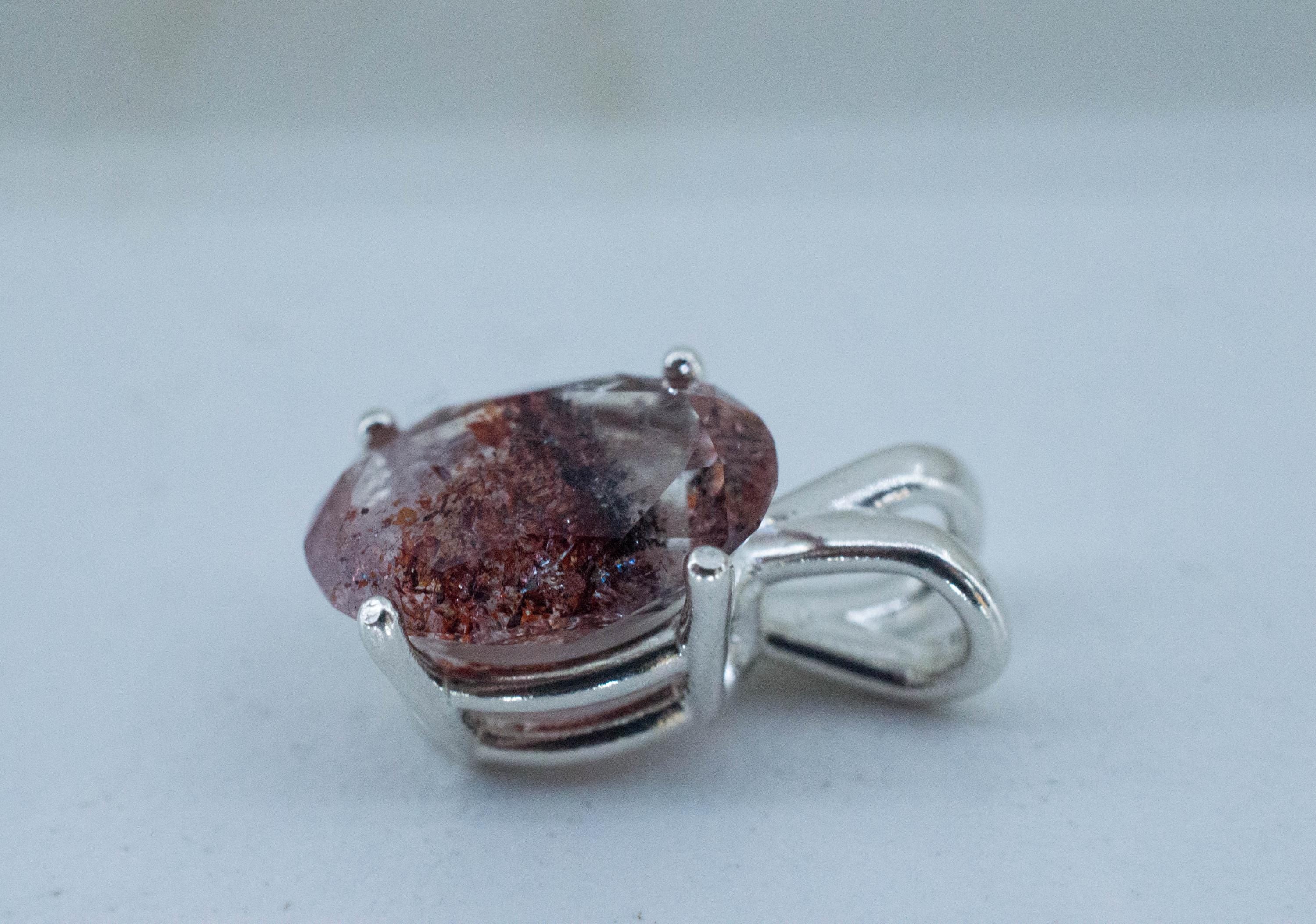 Hematite Quartz Pendant; Natural Untreated Tanzanian Fire and Ice Quartz; 3.920cts