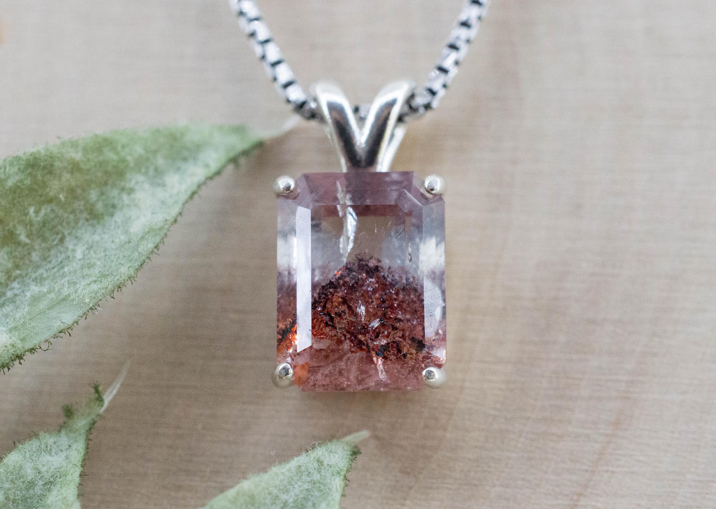 Hematite Quartz Pendant; Natural Untreated Tanzanian Fire and Ice Quartz; 4.325cts