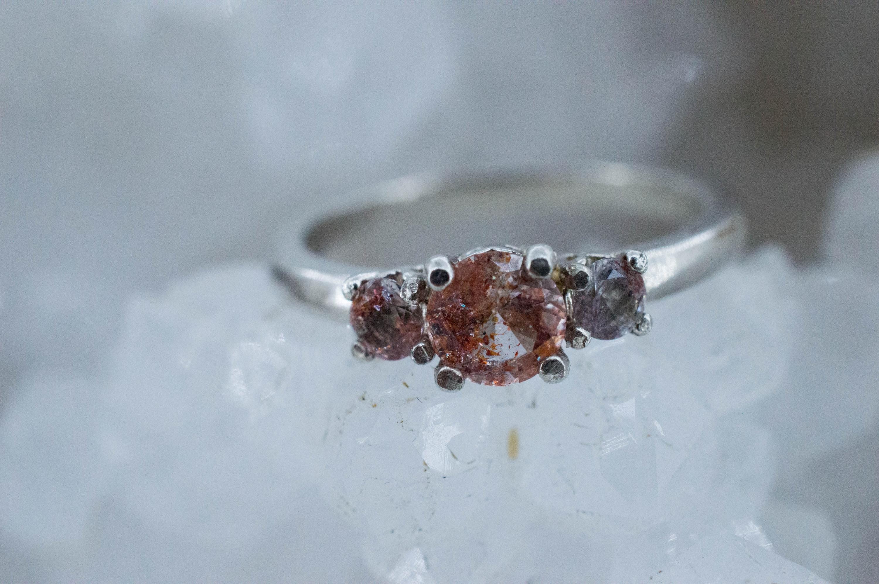 Hematite Quartz Ring; Natural Untreated Tanzania Fire and Ice Quartz; 0.630cts - Mark Oliver Gems