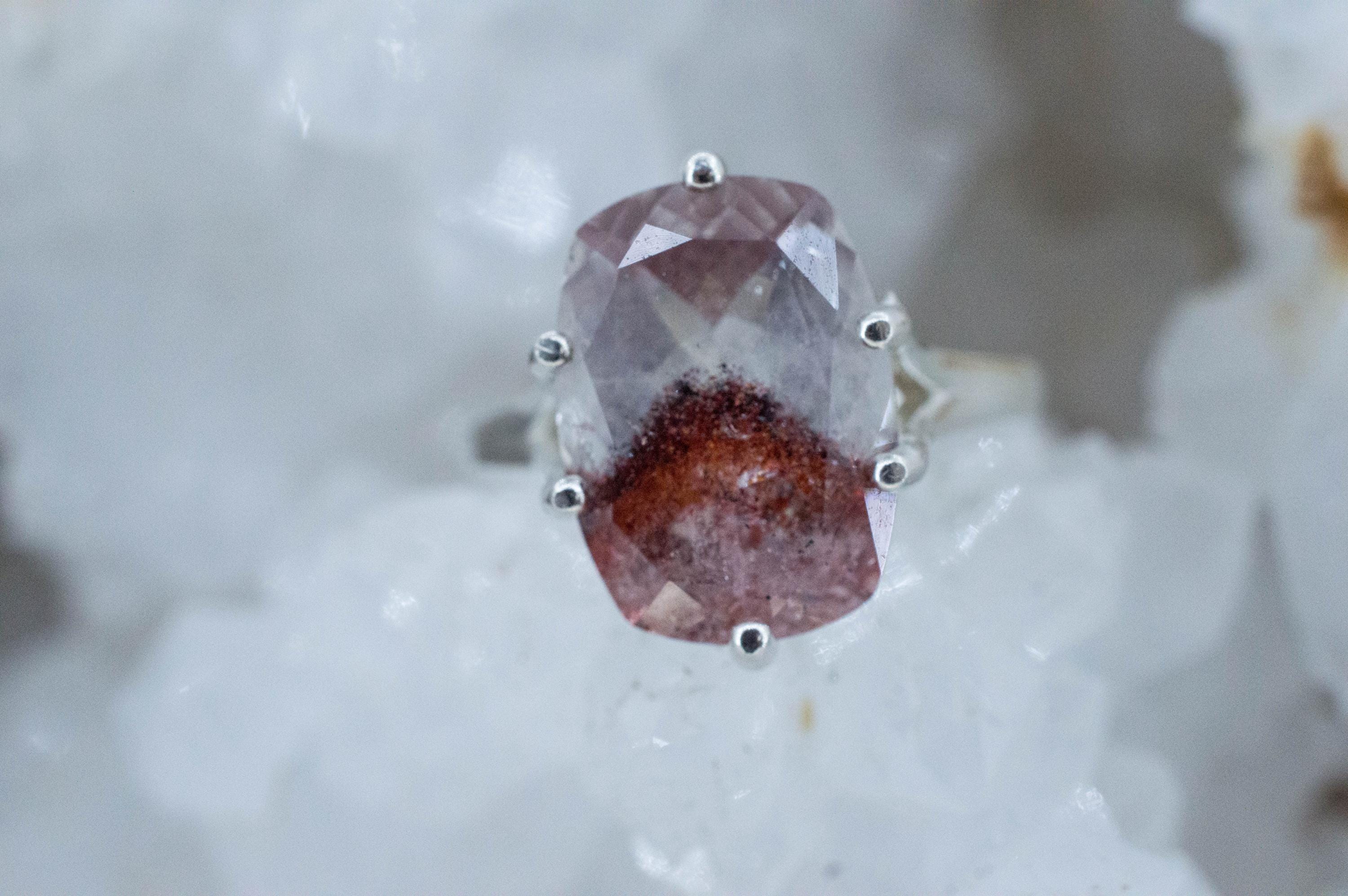 Hematite Quartz Ring; Natural Untreated Tanzania Fire and Ice Quartz; 6.150cts - Mark Oliver Gems