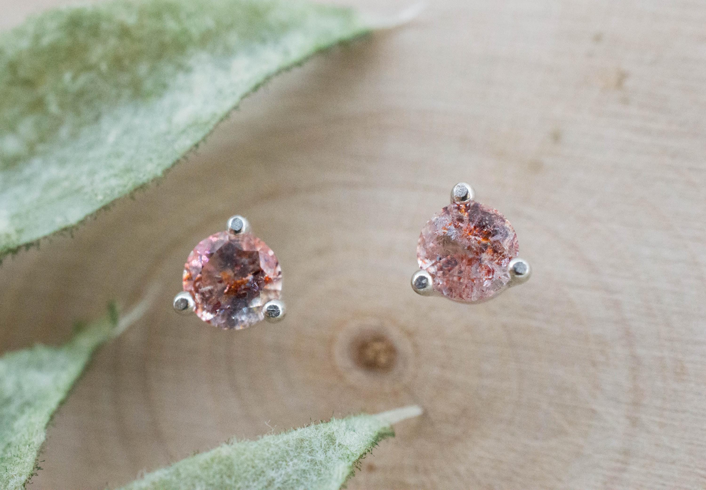 Hematite Quartz Earrings; Natural Untreated Tanzanian Fire and Ice Quartz; 0.455cts