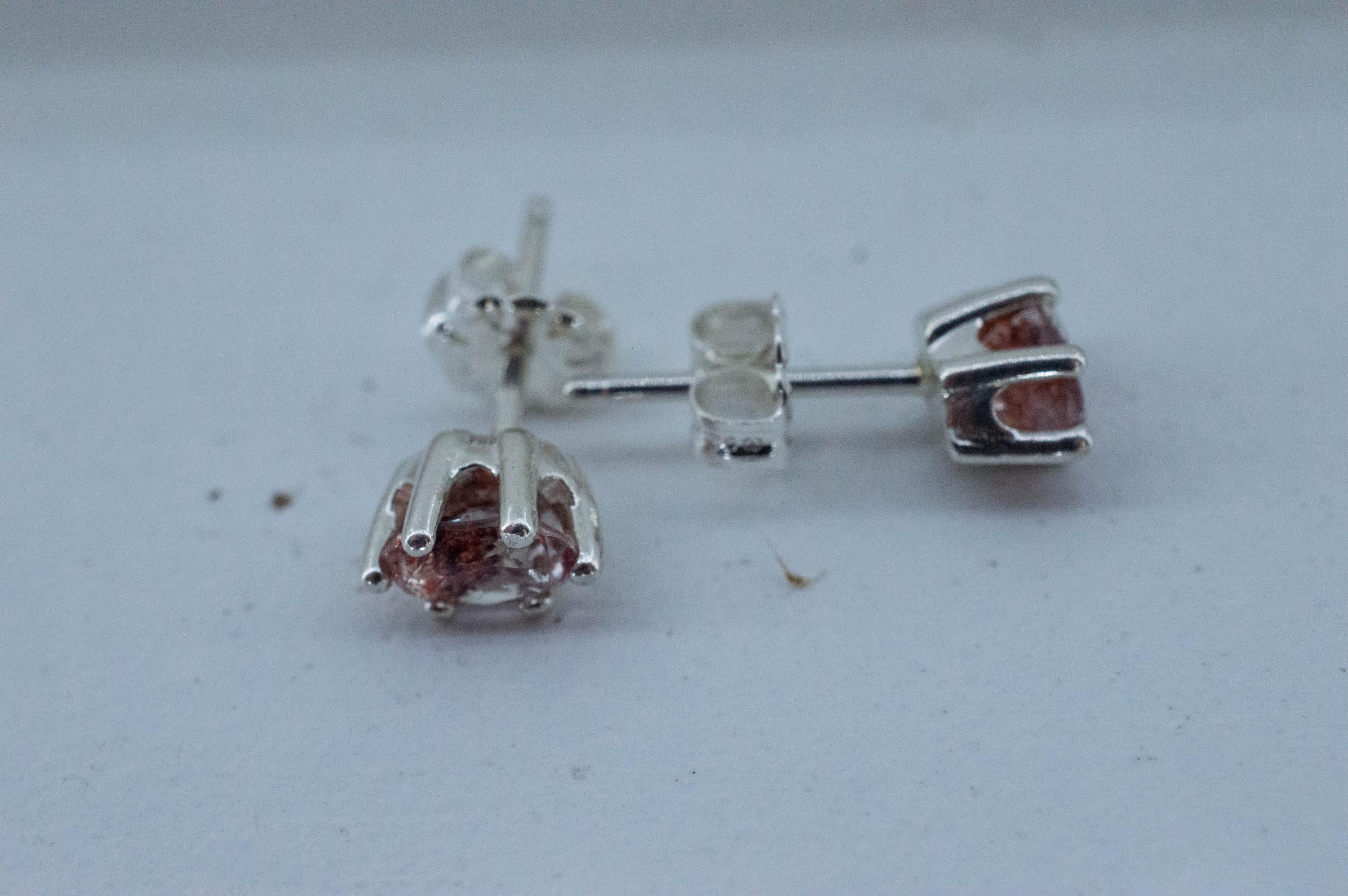 Hematite Quartz Earrings; Natural Untreated Tanzanian Fire and Ice Quartz; 0.770cts - Mark Oliver Gems