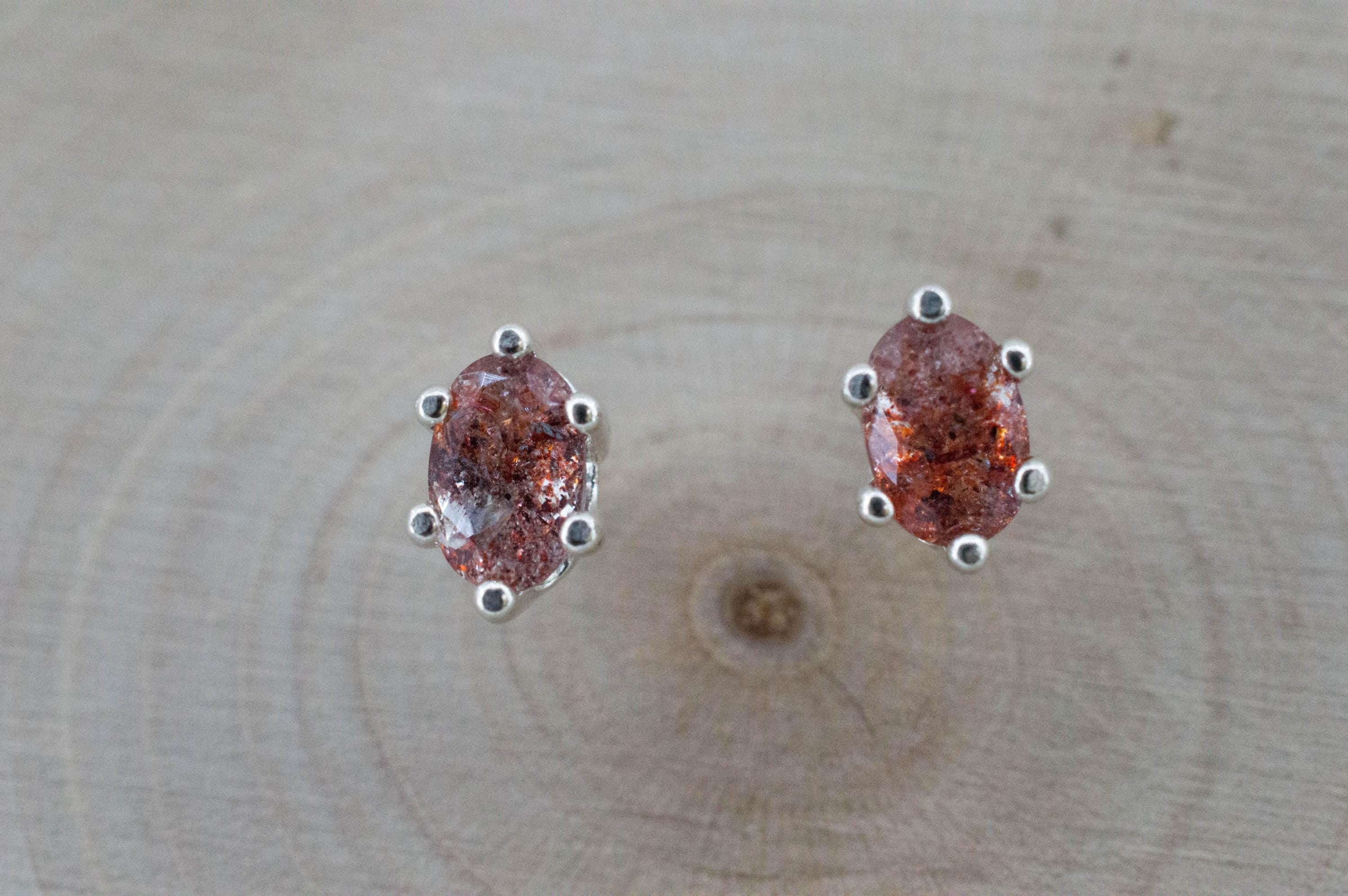 Hematite Quartz Earrings; Natural Untreated Tanzanian Fire and Ice Quartz; 0.770cts - Mark Oliver Gems