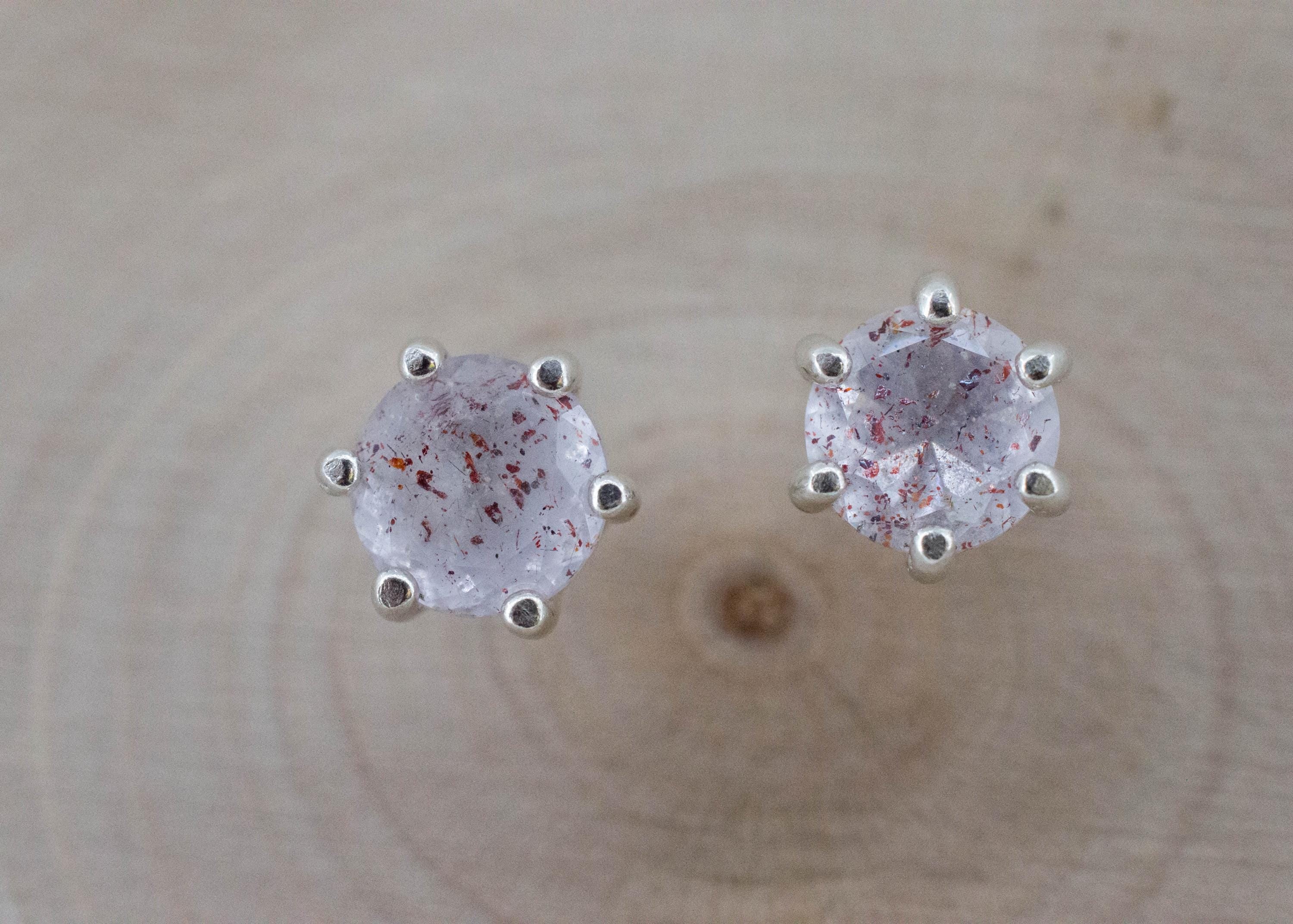 Hematite Quartz Earrings; Natural Untreated Tanzanian Fire and Ice Quartz; 1.460cts - Mark Oliver Gems