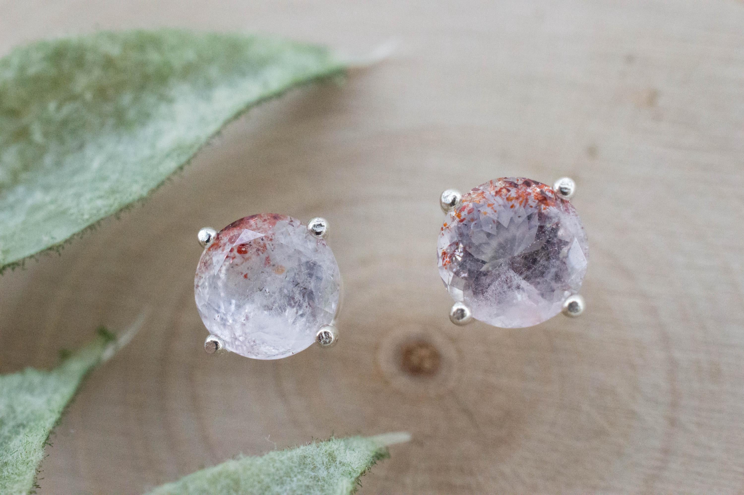 Hematite Quartz Earrings; Natural Untreated Tanzanian Fire and Ice Quartz; 1.815cts