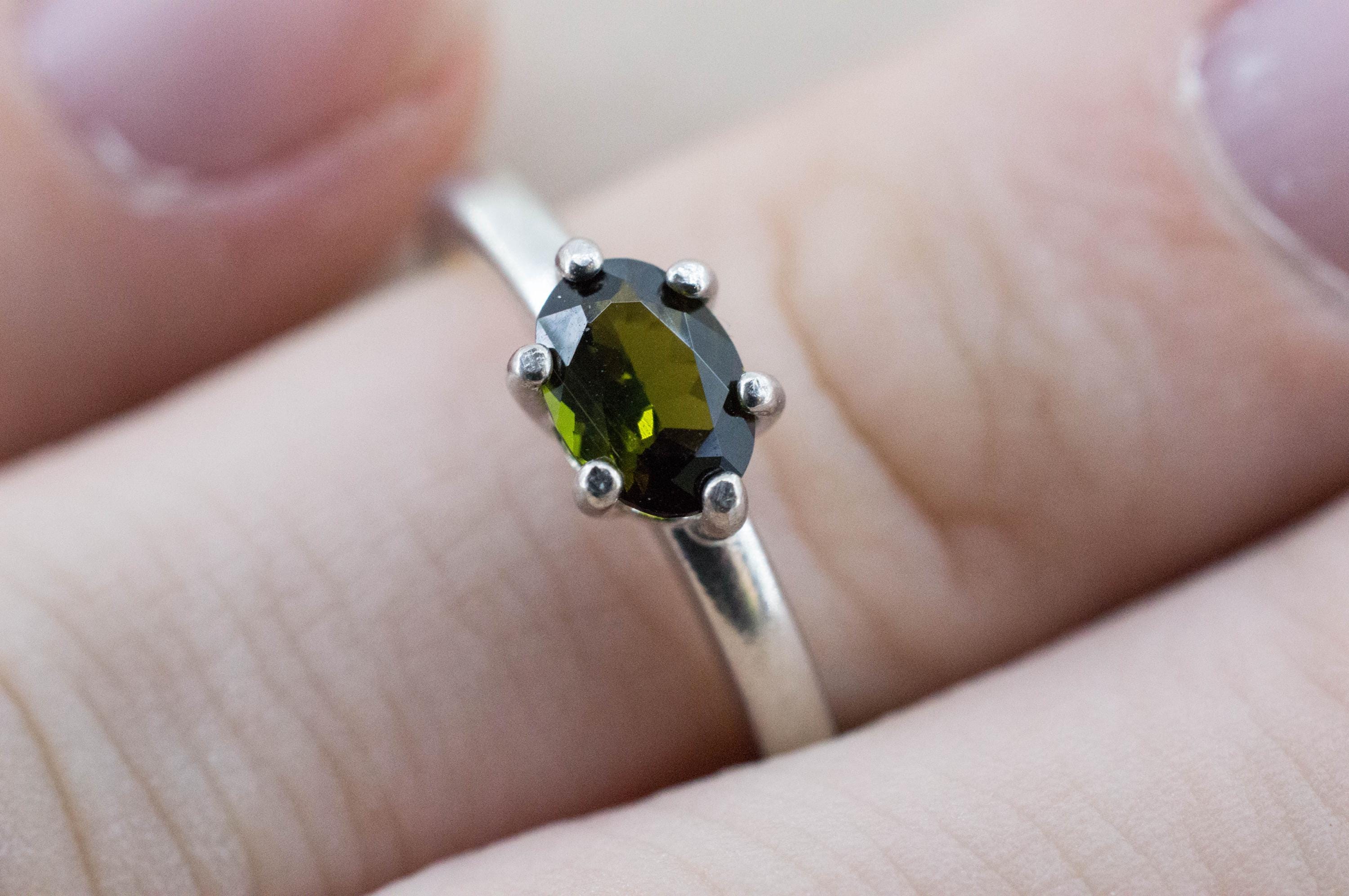 Green Tourmaline Ring; Genuine Untreated Brazil Tourmaline; 0.635cts