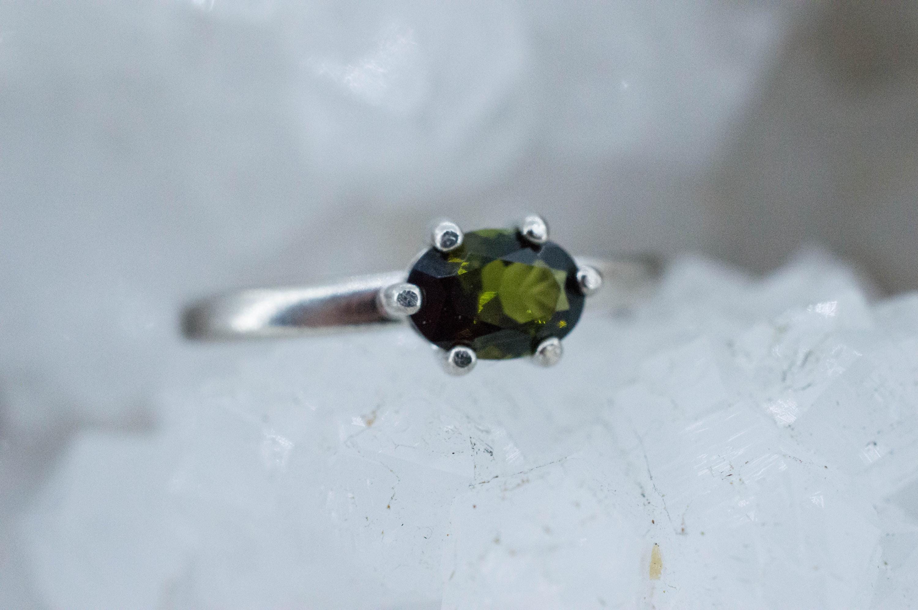 Green Tourmaline Ring; Genuine Untreated Brazil Tourmaline; 0.635cts